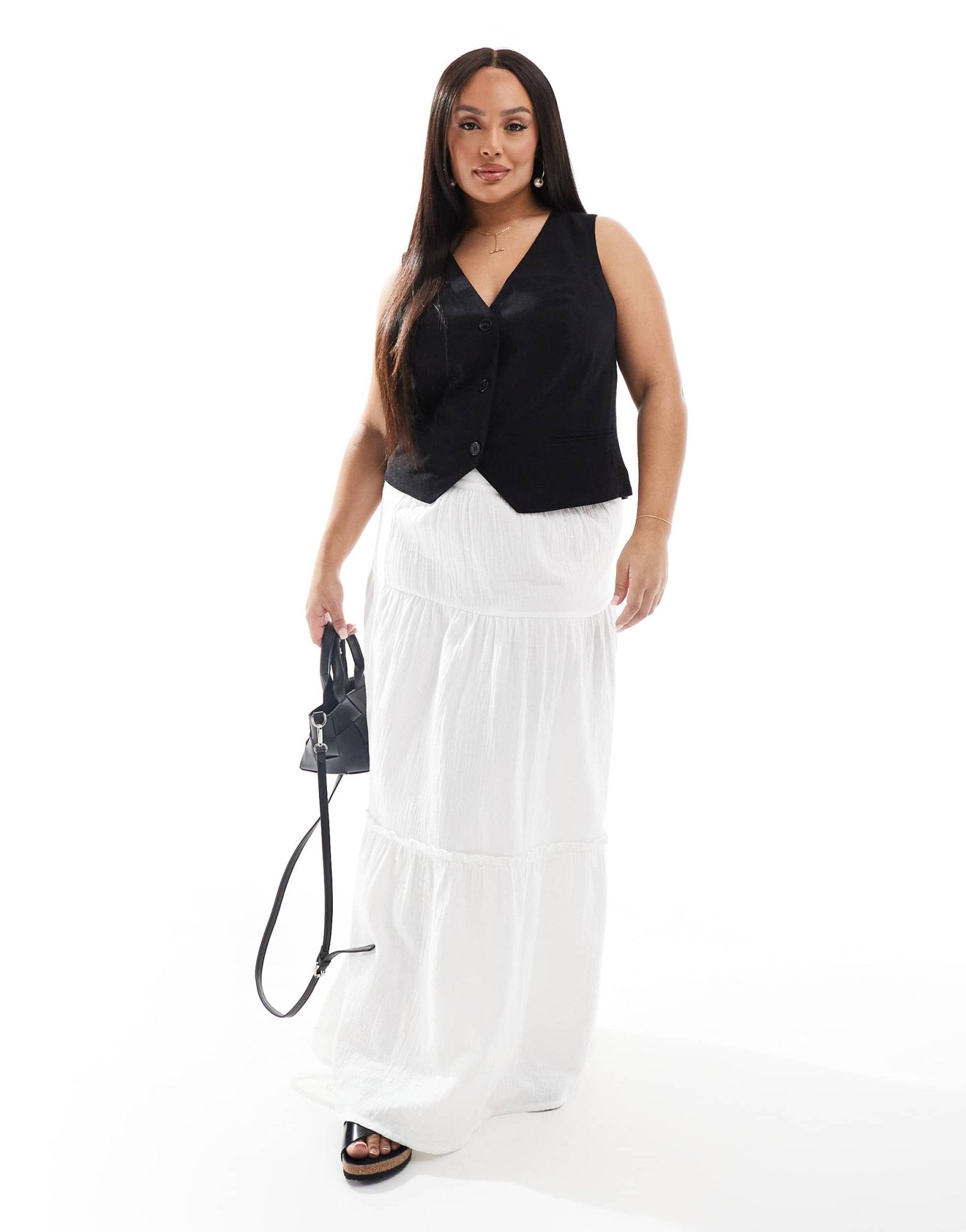 Esmee Curve Exclusive tiered maxi beach skirt in white - ASOS Sample Sale