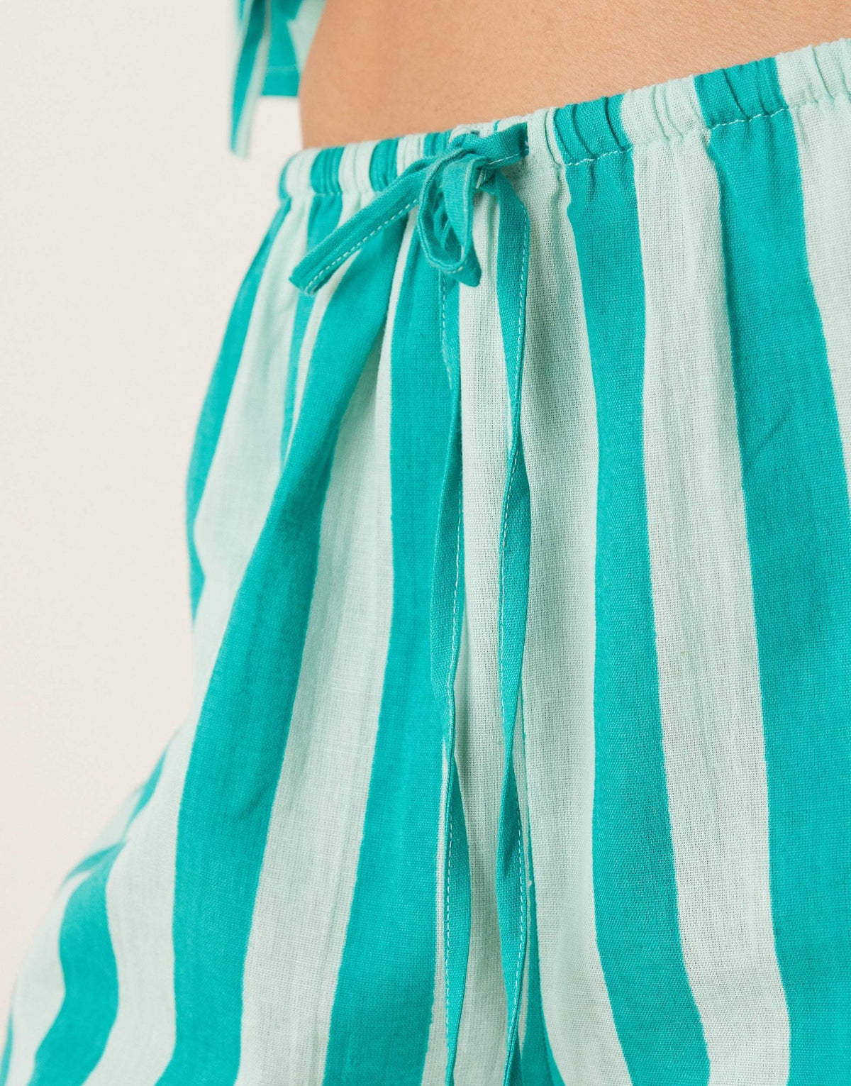 Esmee Exclusive beach shorts co-ord in green stripe - ASOS Sample Sale