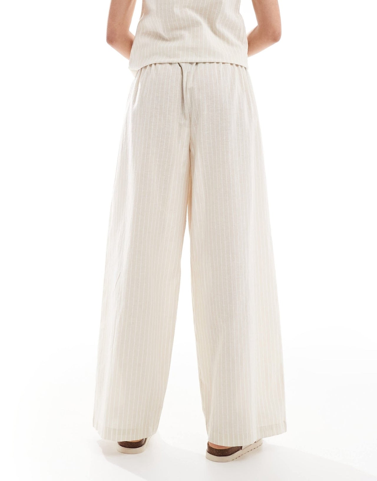 Esmee Exclusive beach trouser co-ord in beige and white stripe - ASOS Sample Sale