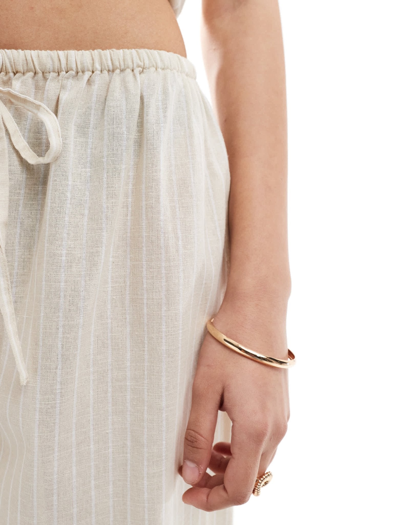 Esmee Exclusive beach trouser co-ord in beige and white stripe - ASOS Sample Sale