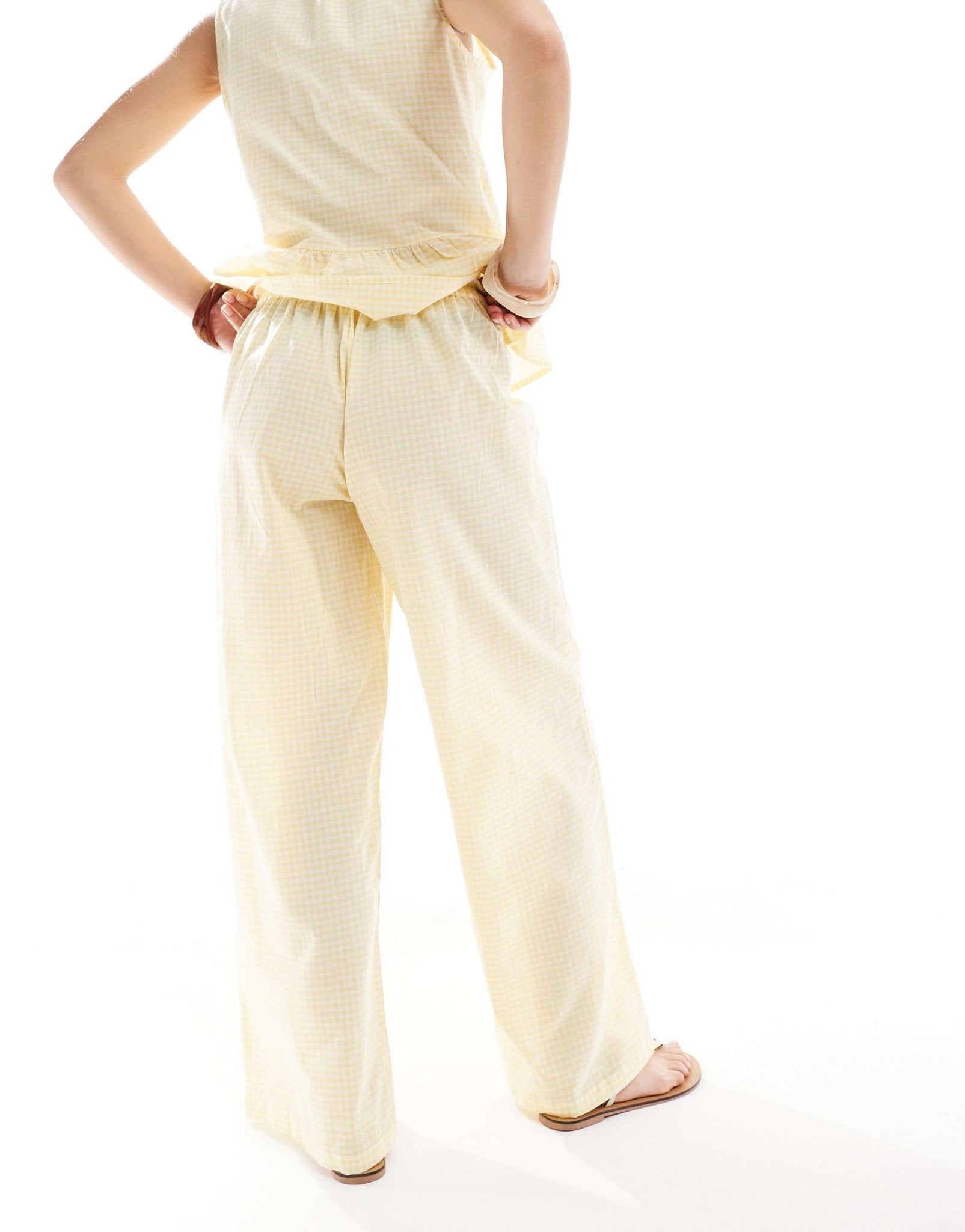 Esmee Exclusive beach trouser in yellow gingham - ASOS Sample Sale