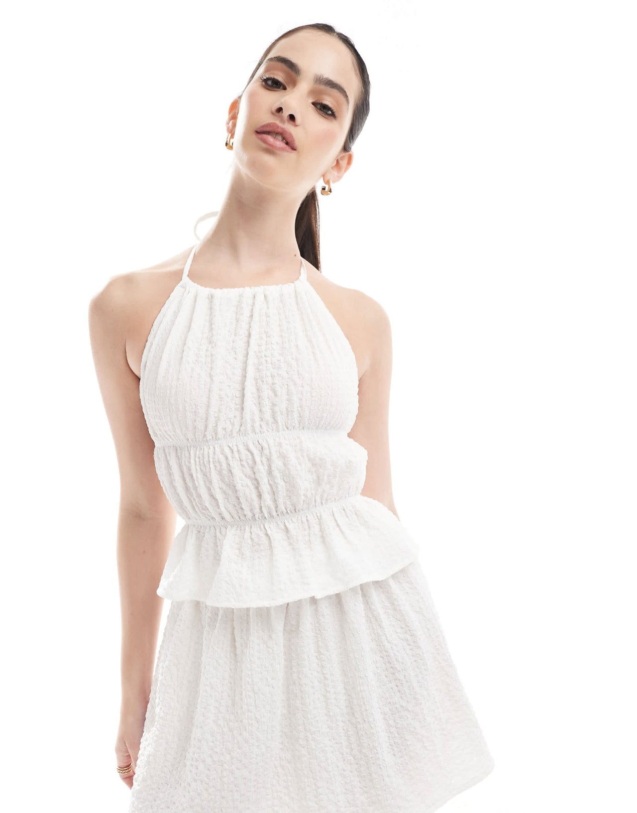 Esmee Exclusive high neck halter beach top in white - ASOS Sample Sale