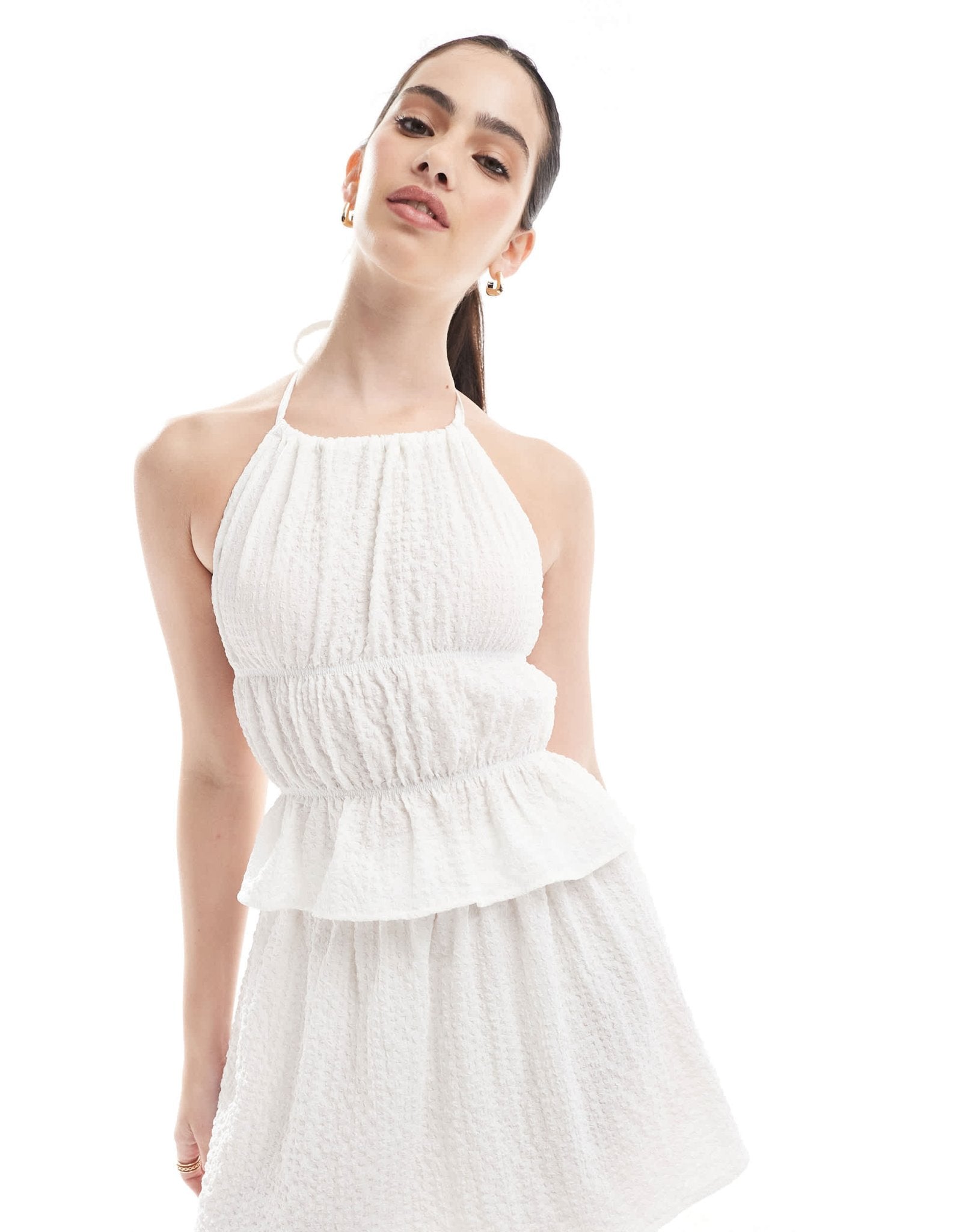 Esmee Exclusive high neck halter beach top in white - ASOS Sample Sale