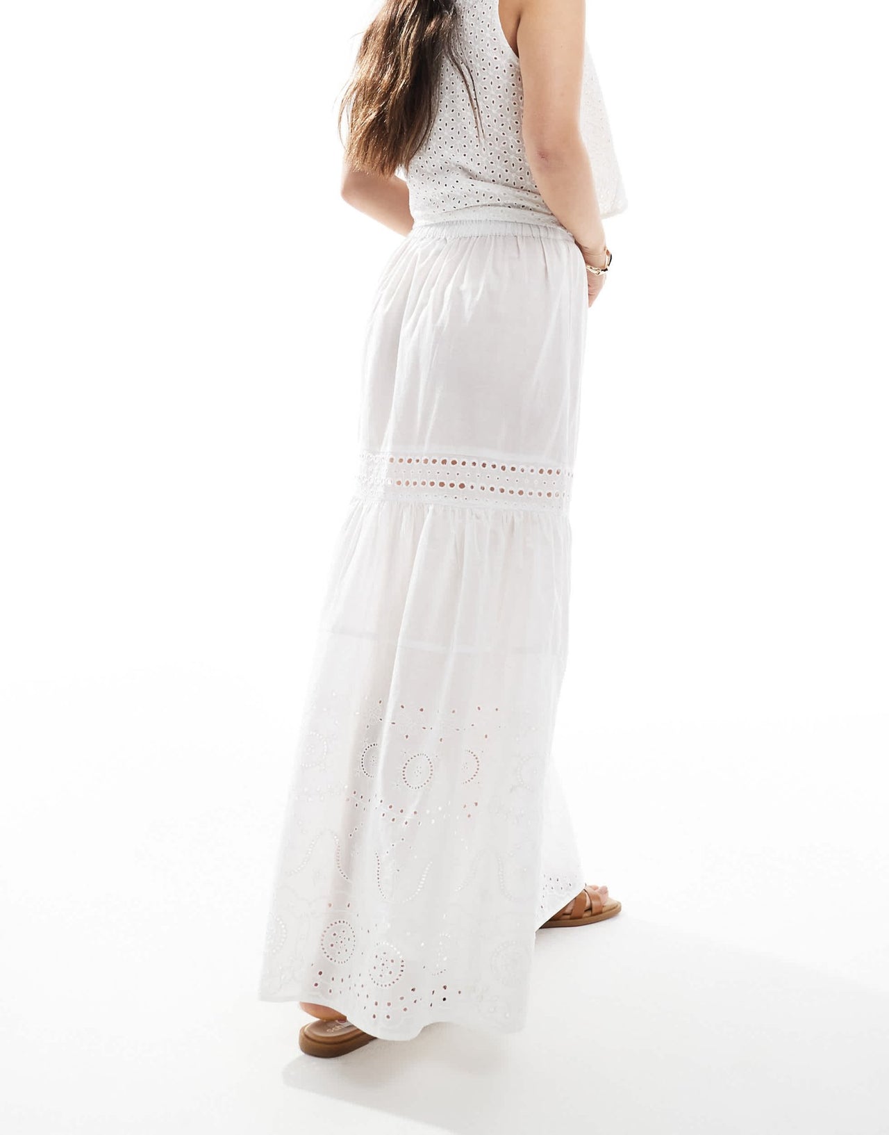 Esmee Exclusive lace panel tiered maxi beach skirt in white - ASOS Sample Sale