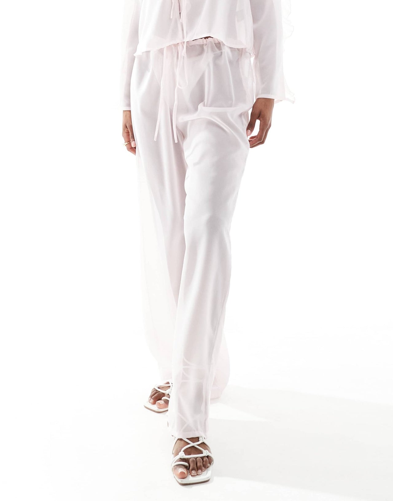 Esmee Exclusive sheer beach trousers in pink - ASOS Sample Sale