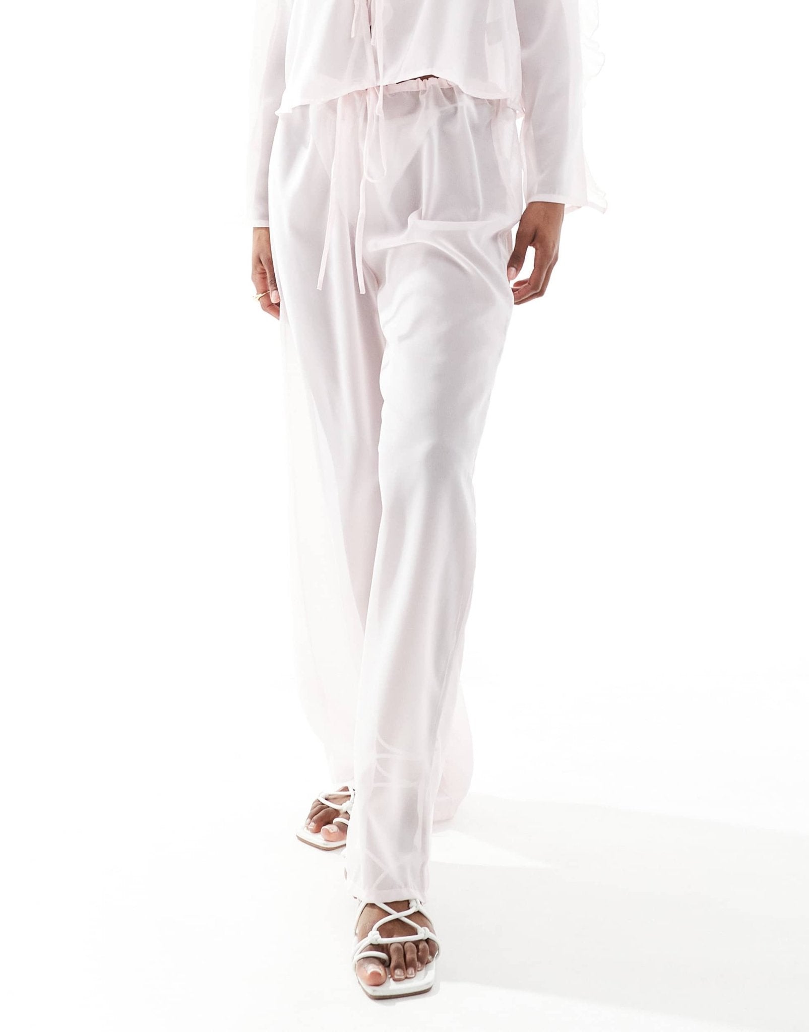 Esmee Exclusive sheer beach trousers in pink - ASOS Sample Sale