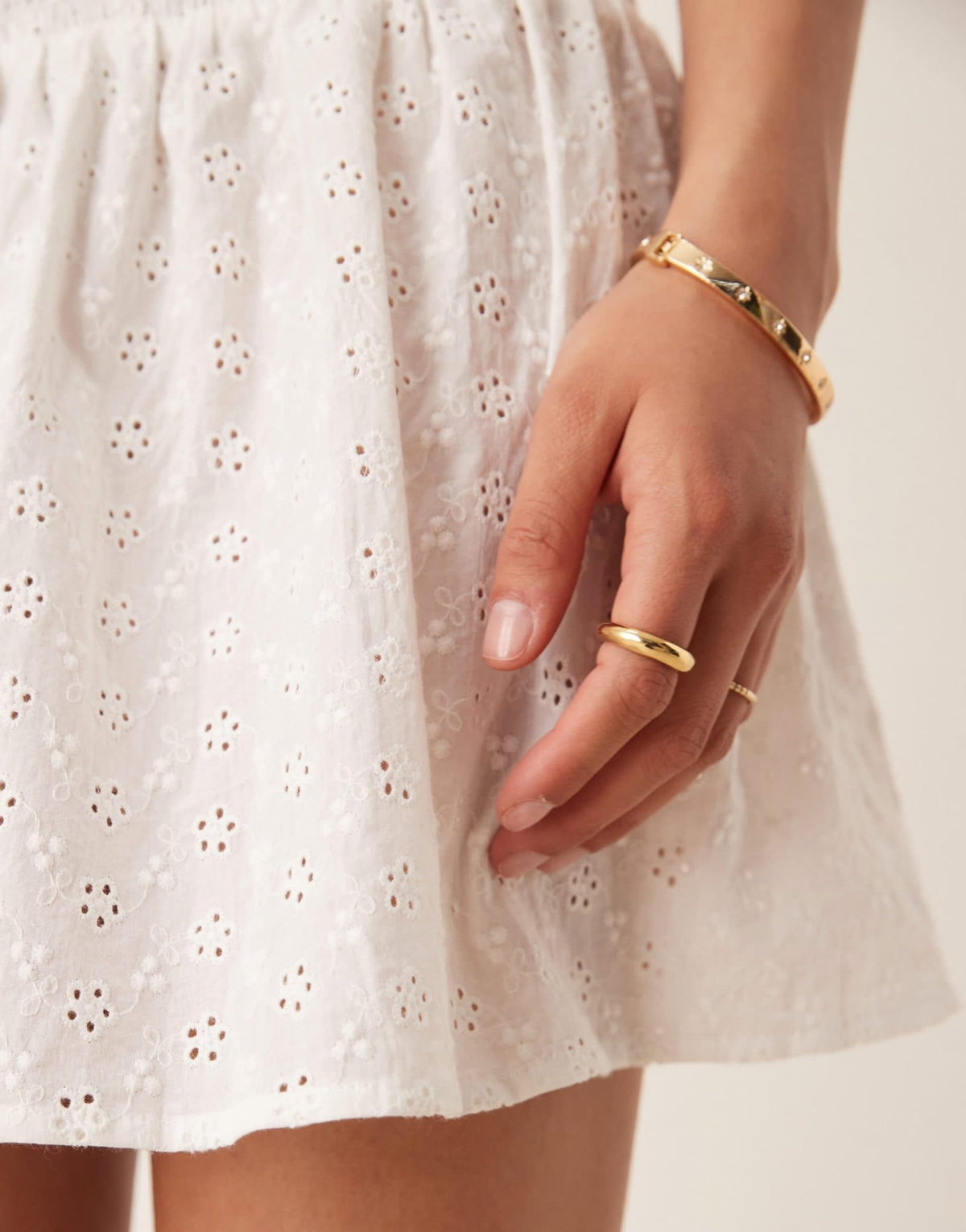 Esmee Exclusive shirred broderie mini beach skirt in white - ASOS Sample Sale
