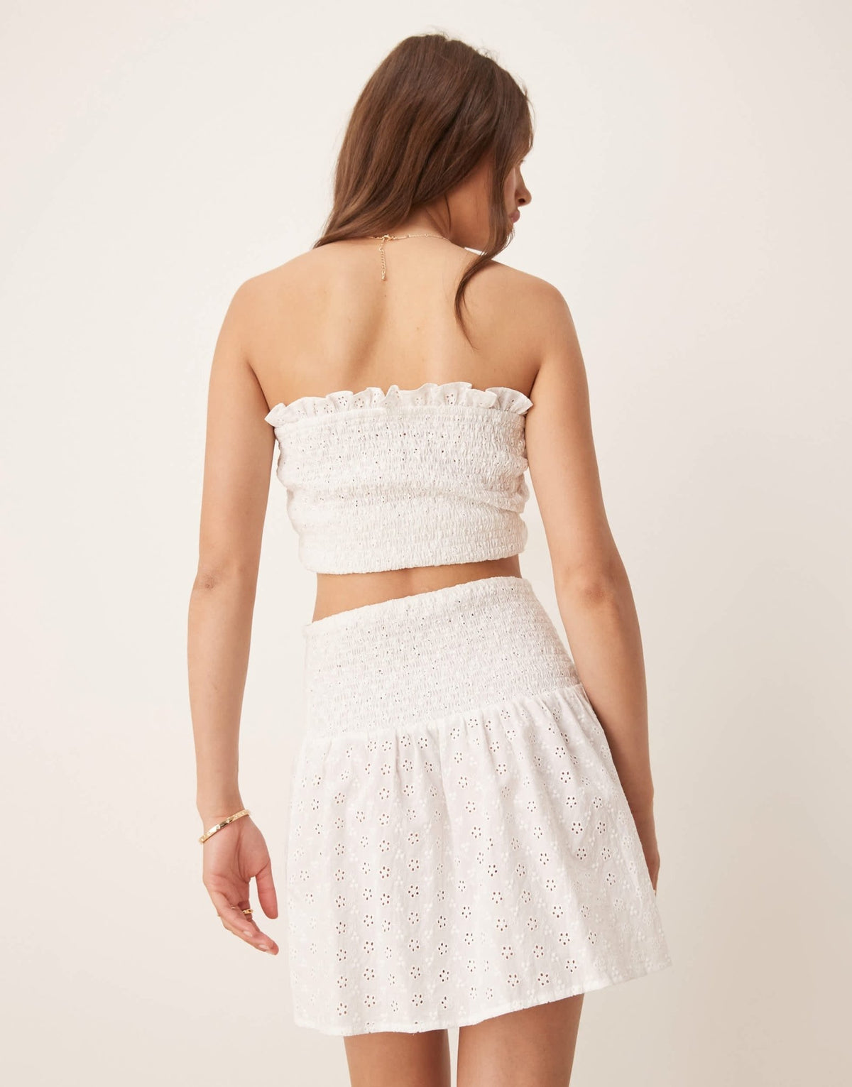 Esmee Exclusive shirred broderie mini beach skirt in white - ASOS Sample Sale
