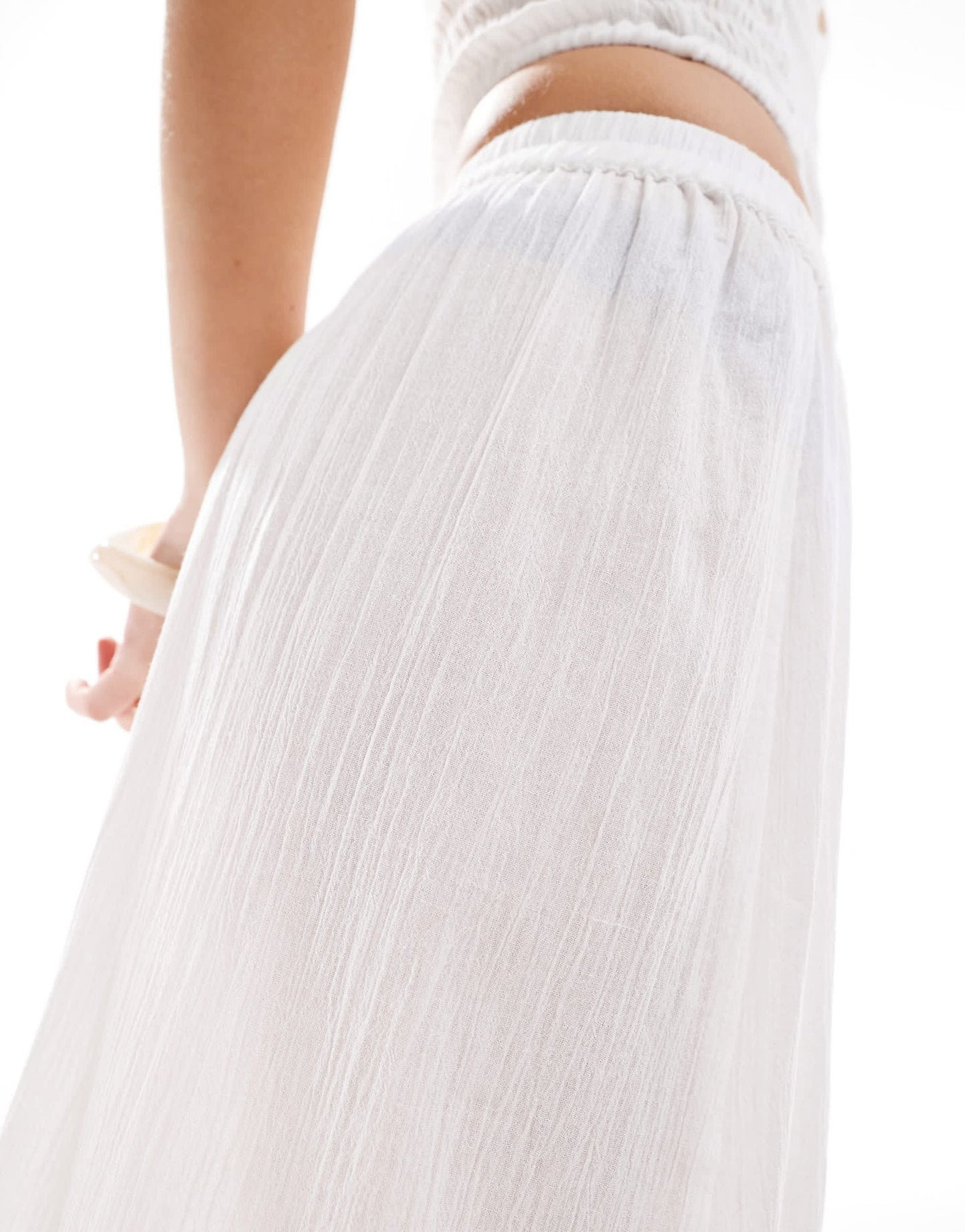 Esmee Exclusive shirred hem maxi beach skirt in white - ASOS Sample Sale