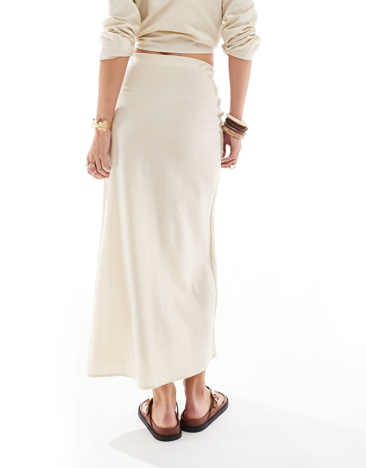 Esmee Exclusive tie front maxi beach skirt in beige - ASOS Sample Sale
