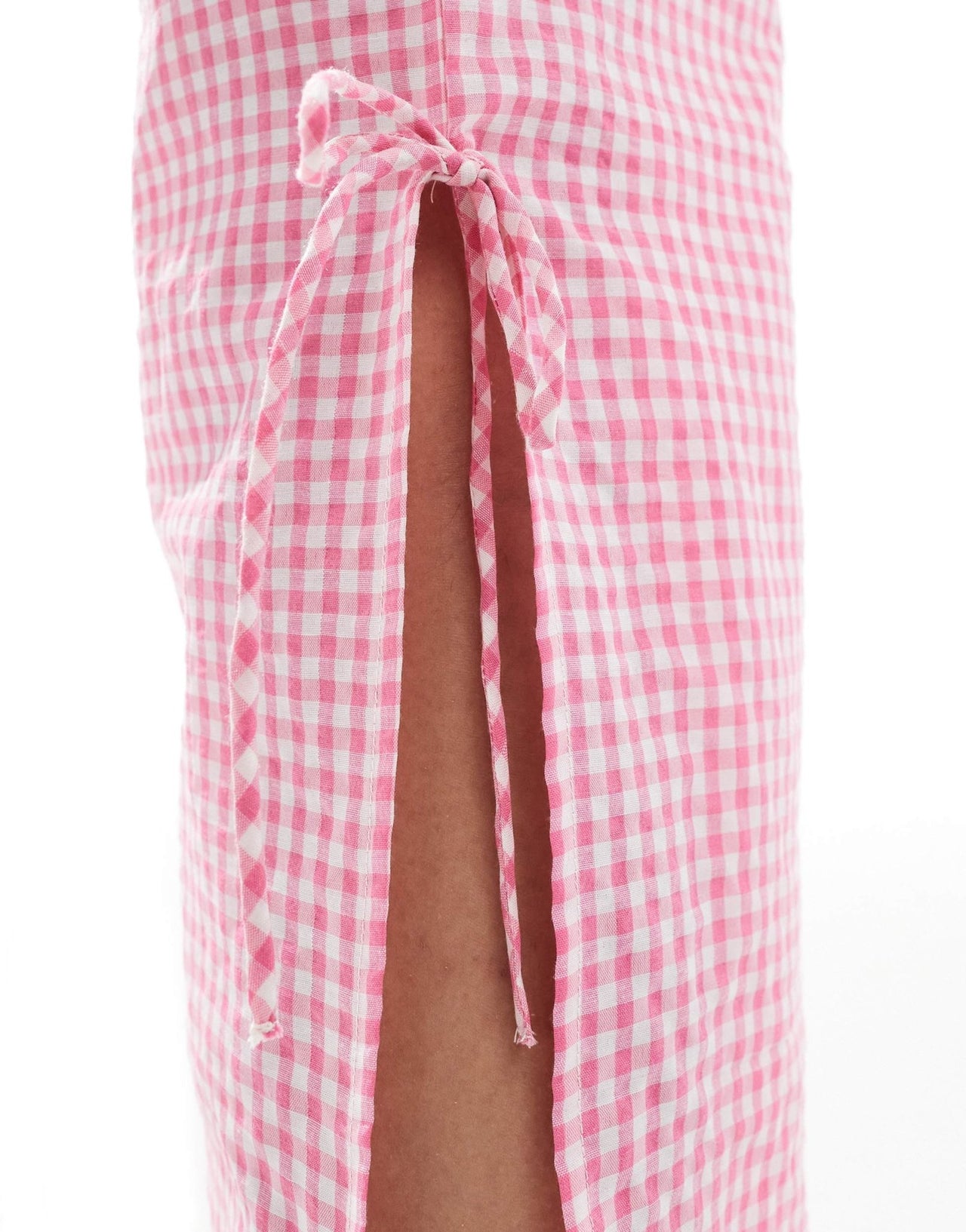 Esmee Exclusive tie side beach trouser in pink gingham - ASOS Sample Sale