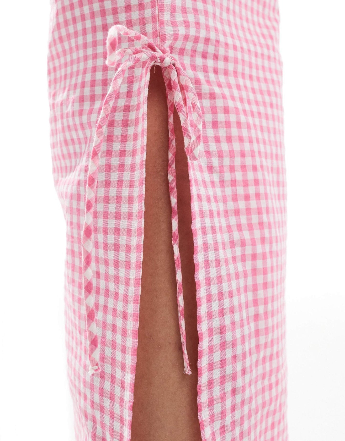 Esmee Exclusive tie side beach trouser in pink gingham - ASOS Sample Sale