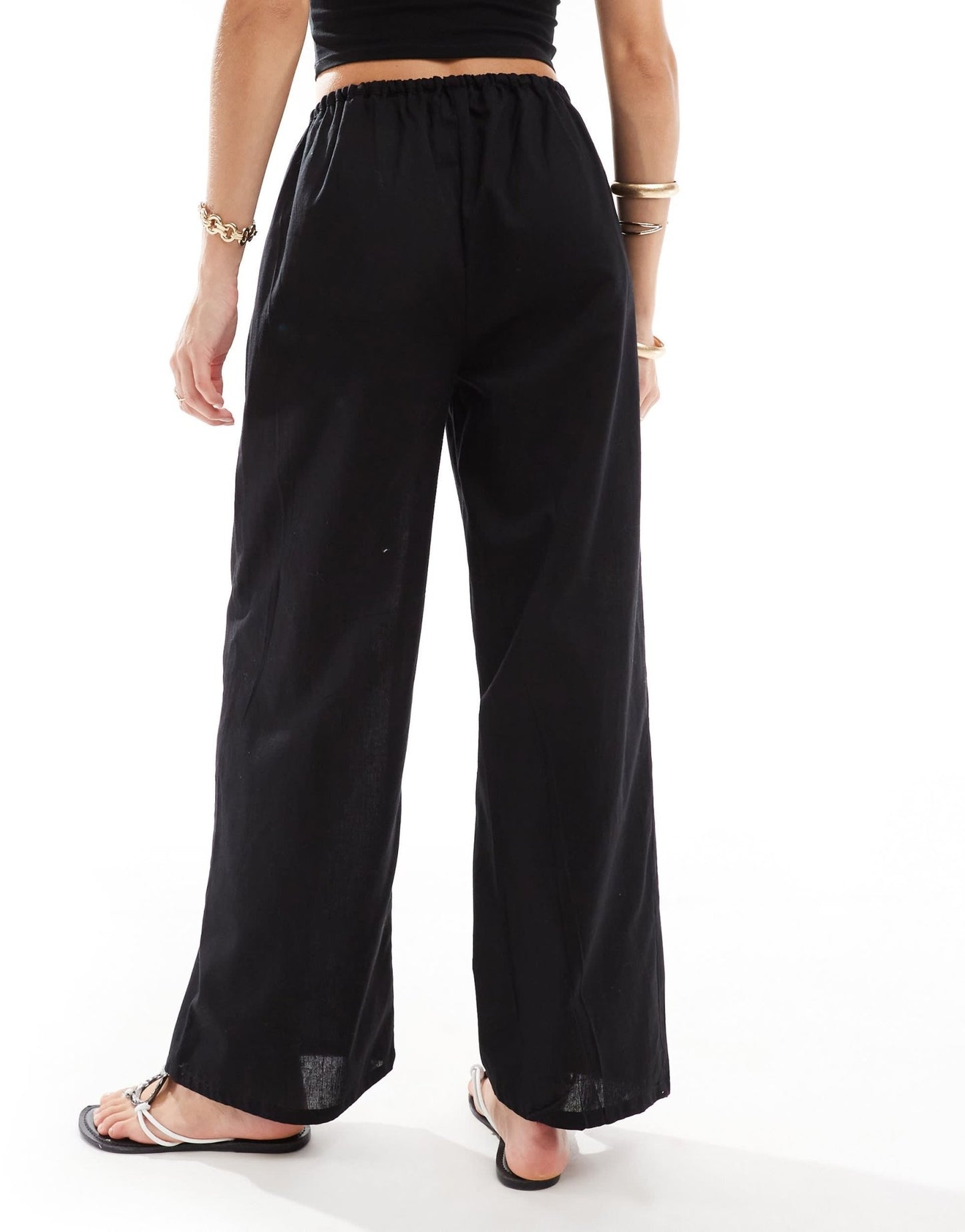 Esmee loose fit beach trouser co - ord in black - ASOS Sample Sale