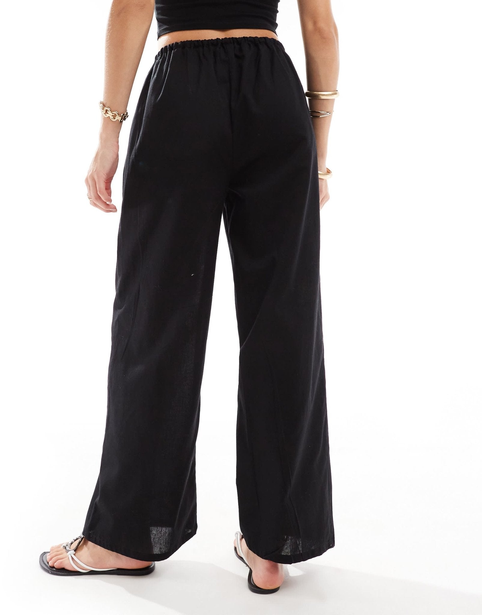 Esmee loose fit beach trouser co - ord in black - ASOS Sample Sale
