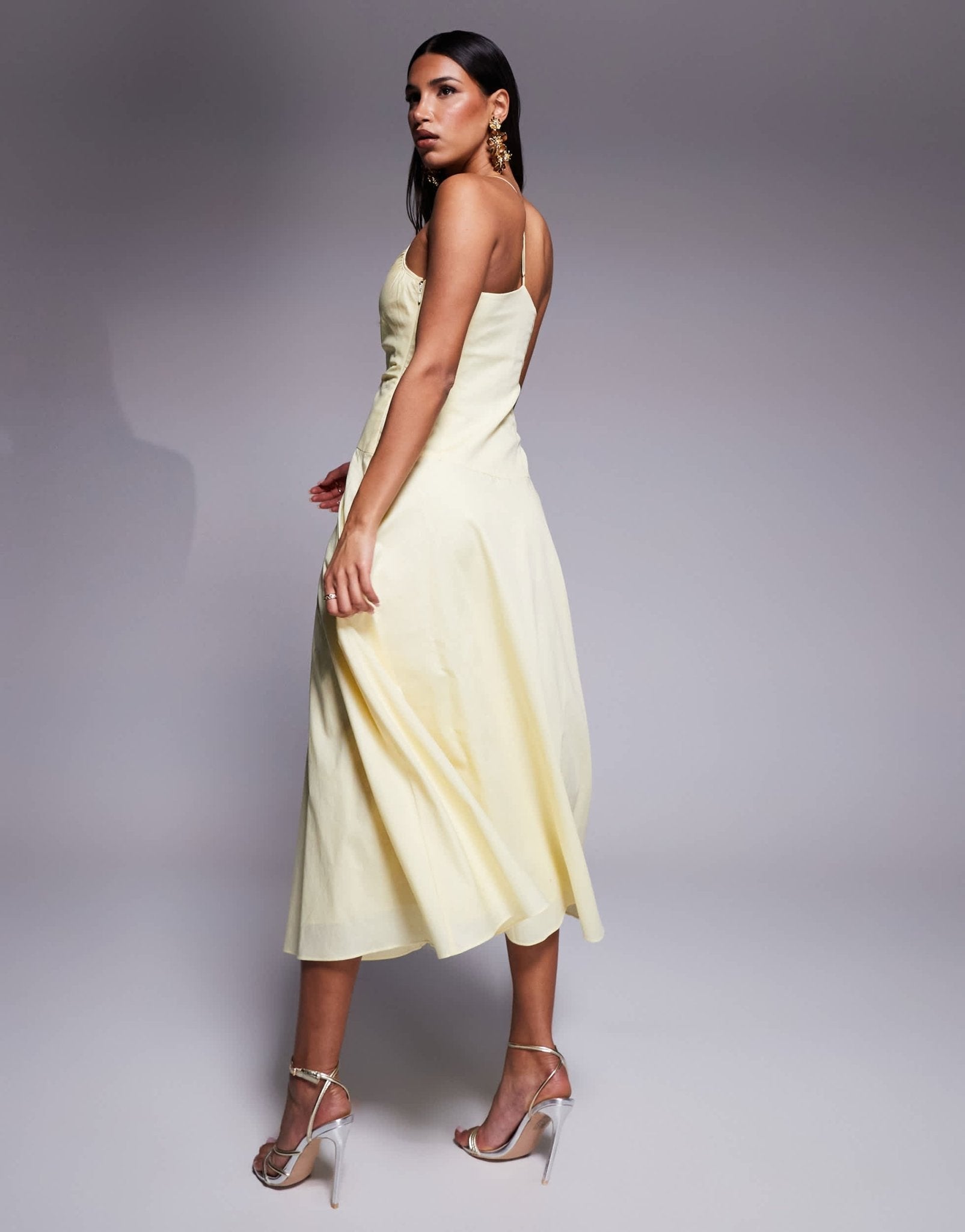Ever New asymmetric midaxi dress in lemon - ASOS Sample Sale