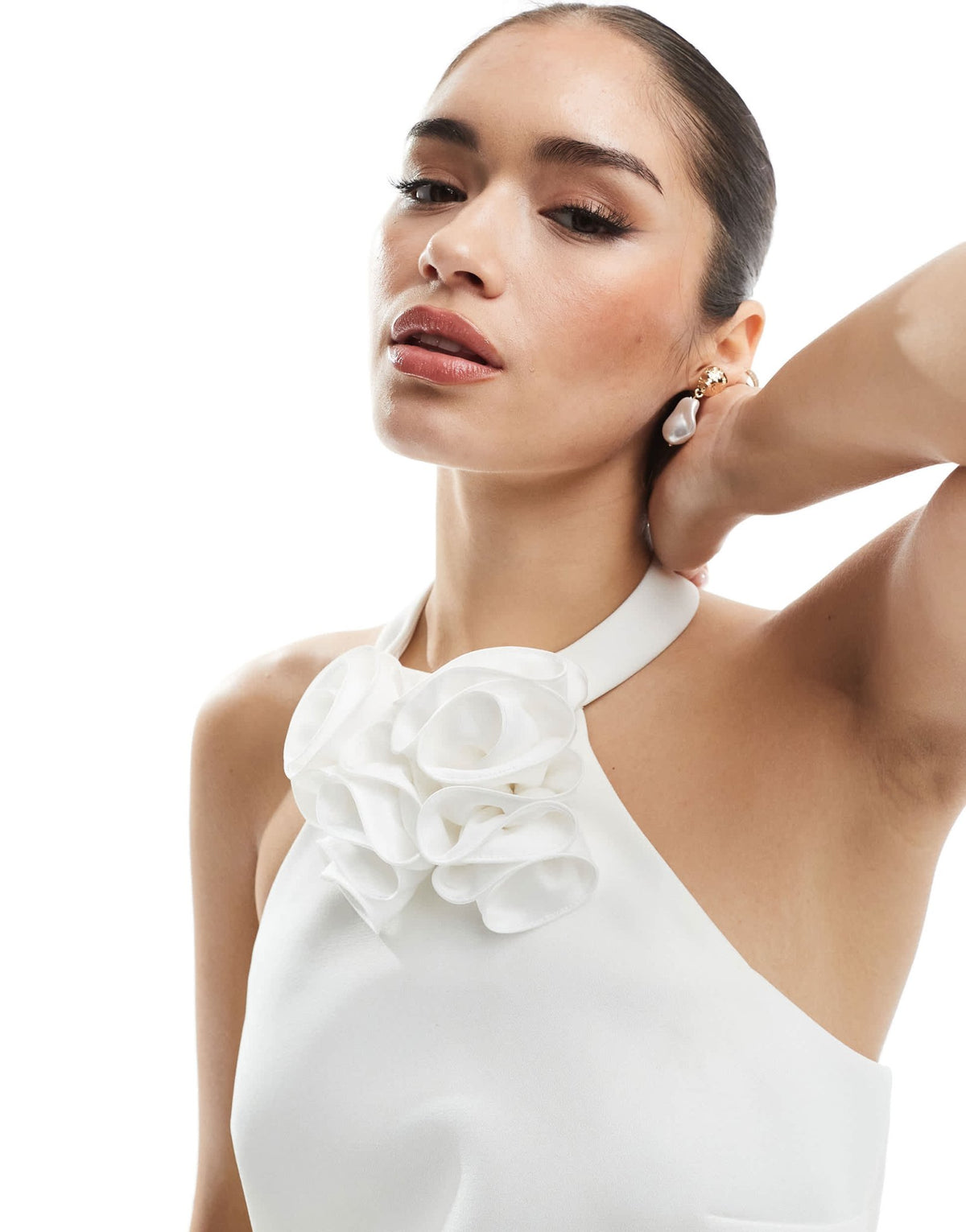 Ever New Bridal rosette ruched mini dress in ivory - ASOS Sample Sale