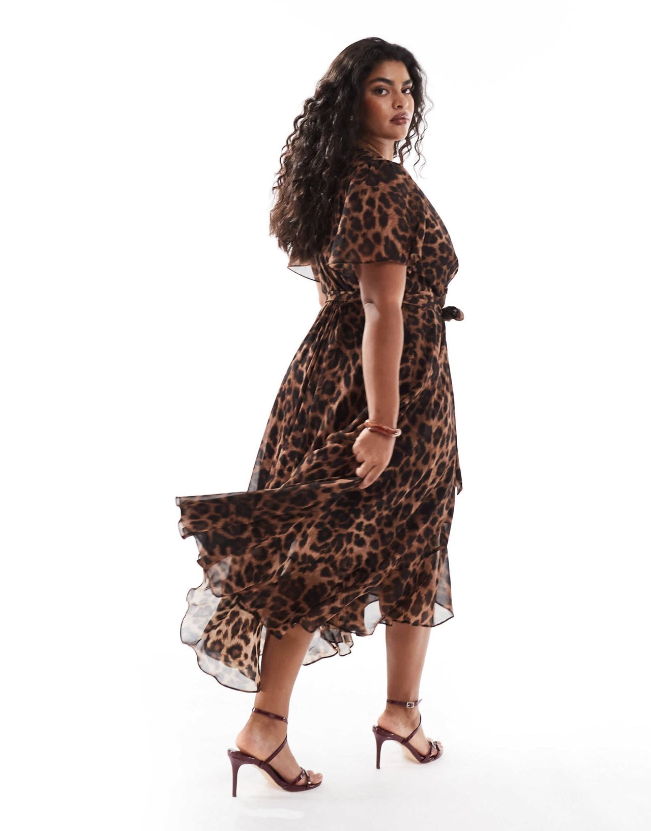 Ever New Curve ruffle wrap maxi dress in leopard print - ASOS Sample Sale