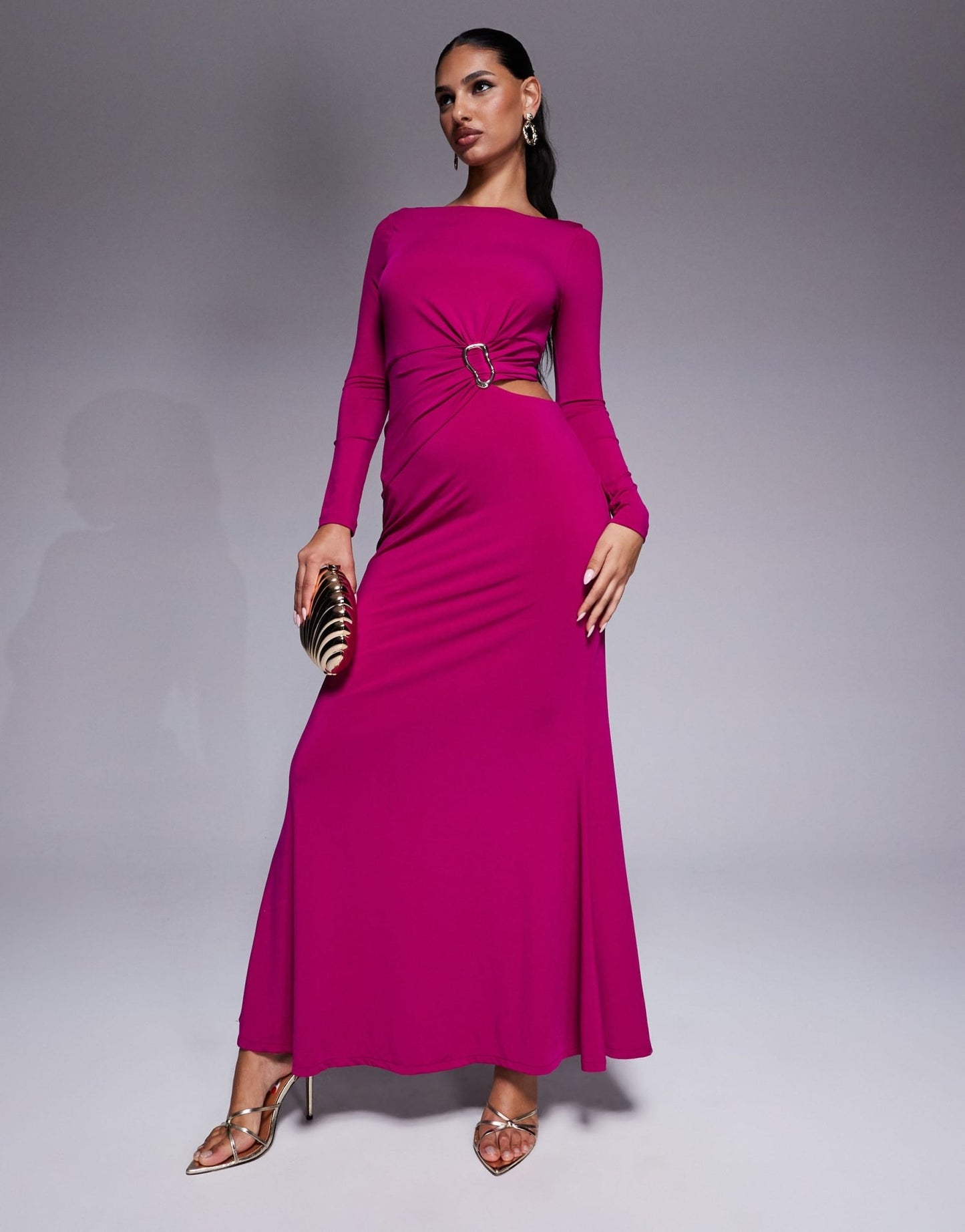 Ever New cut out jersey maxi dress in magenta - ASOS Sample Sale