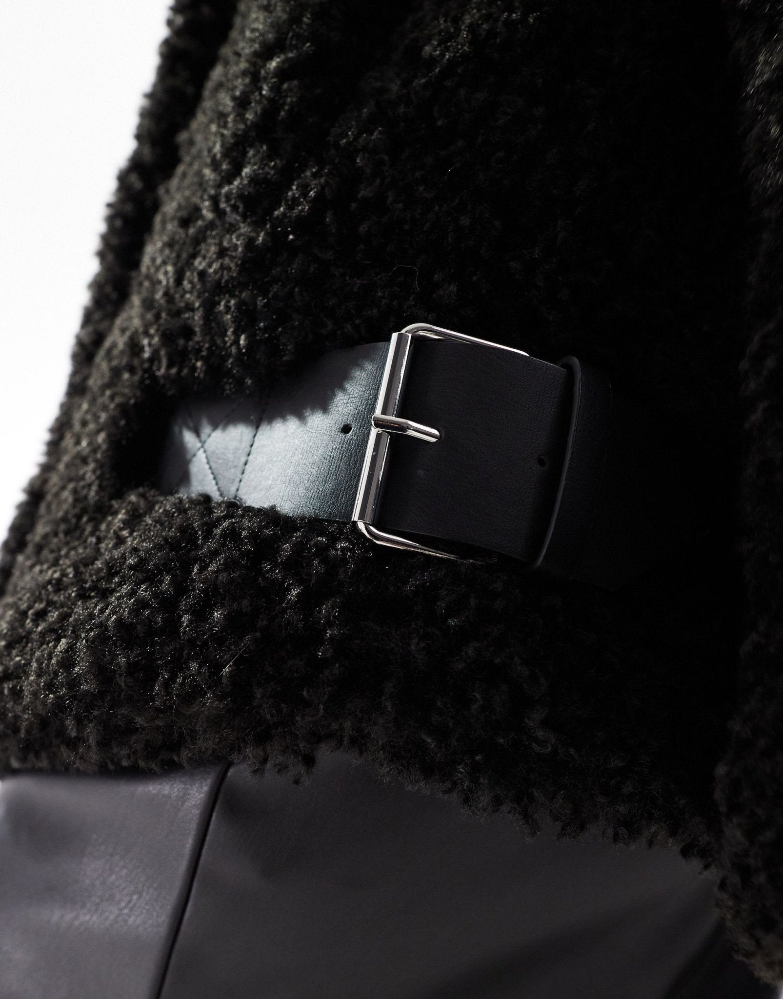 Ever New faux fur casual coat in black - ASOS Sample Sale
