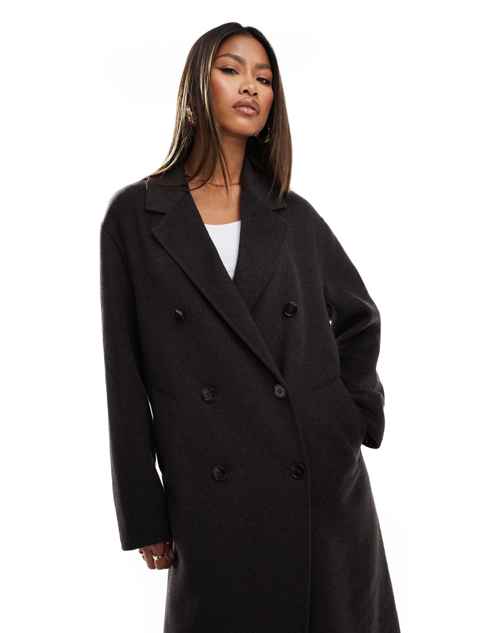 Ever New formal coat in deep brown - ASOS Sample Sale