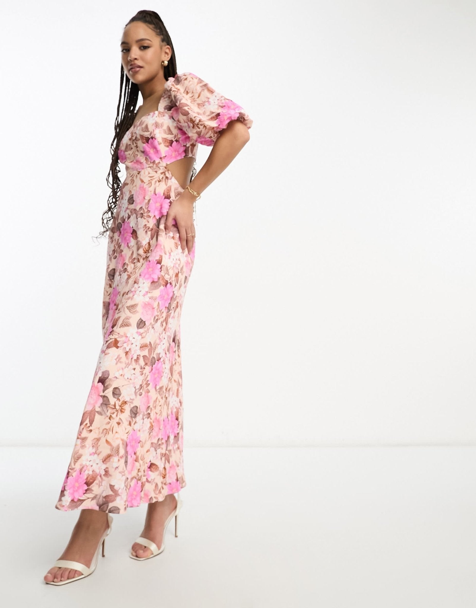 Ever New long sleeve maxi dress in leopard pink floral - ASOS Sample Sale