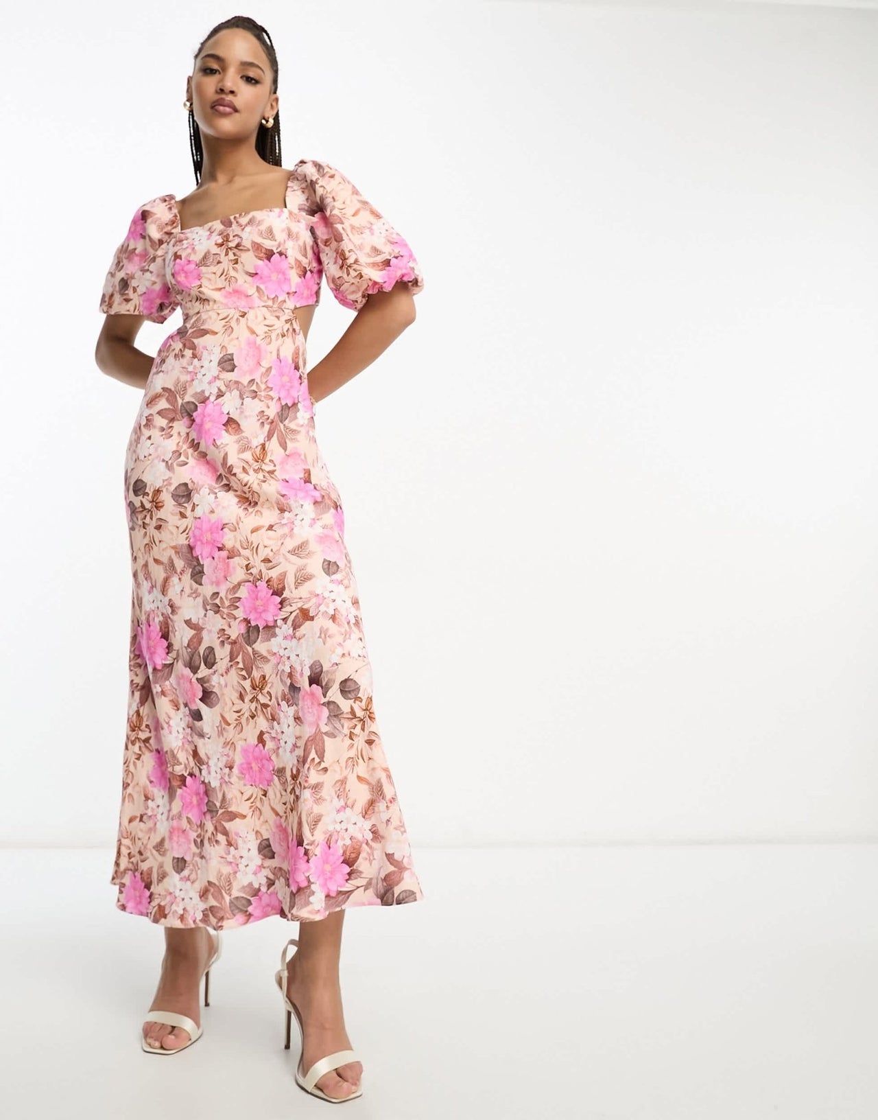 Ever New long sleeve maxi dress in leopard pink floral - ASOS Sample Sale