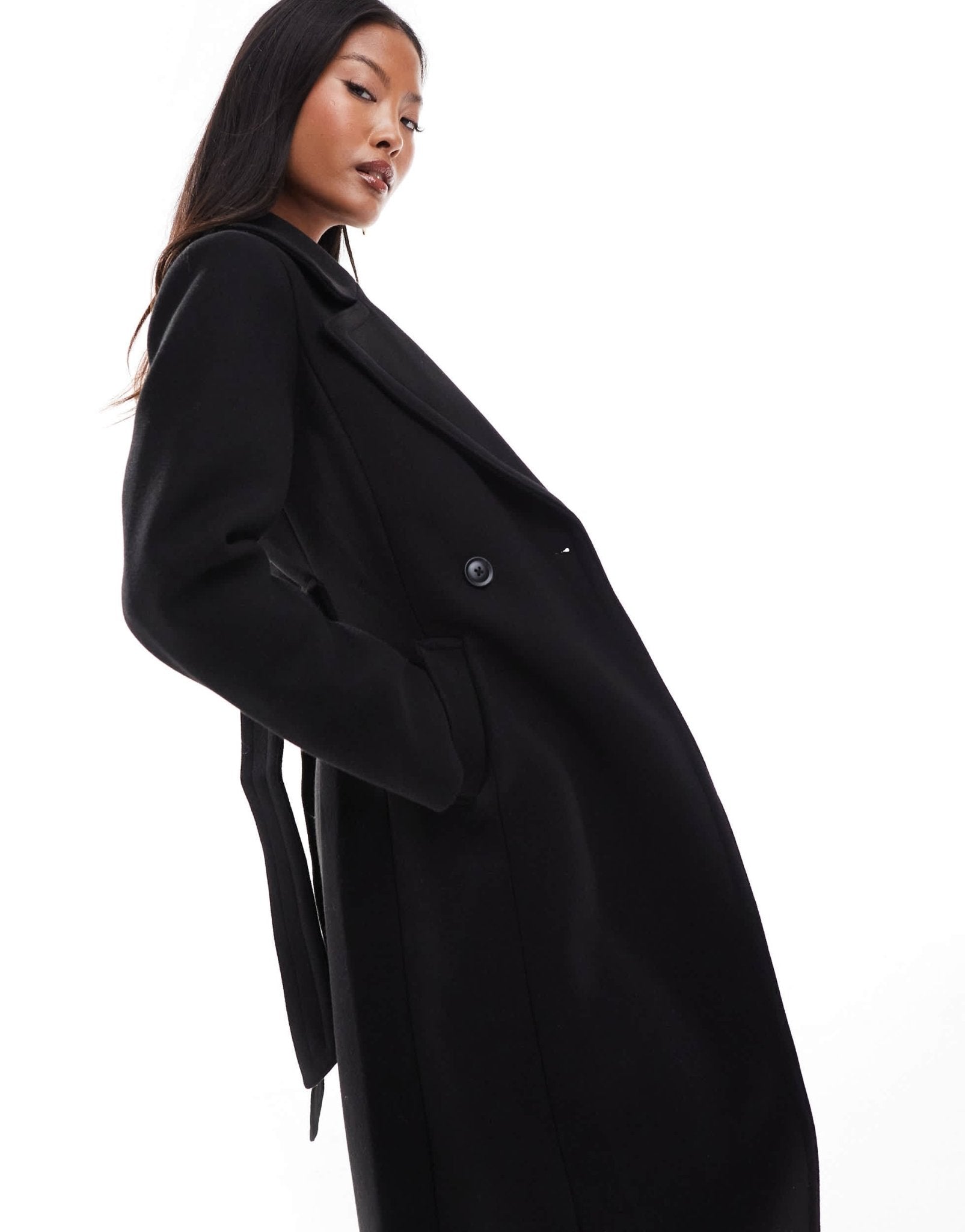 Ever New Petite formal wrap coat in black - ASOS Sample Sale