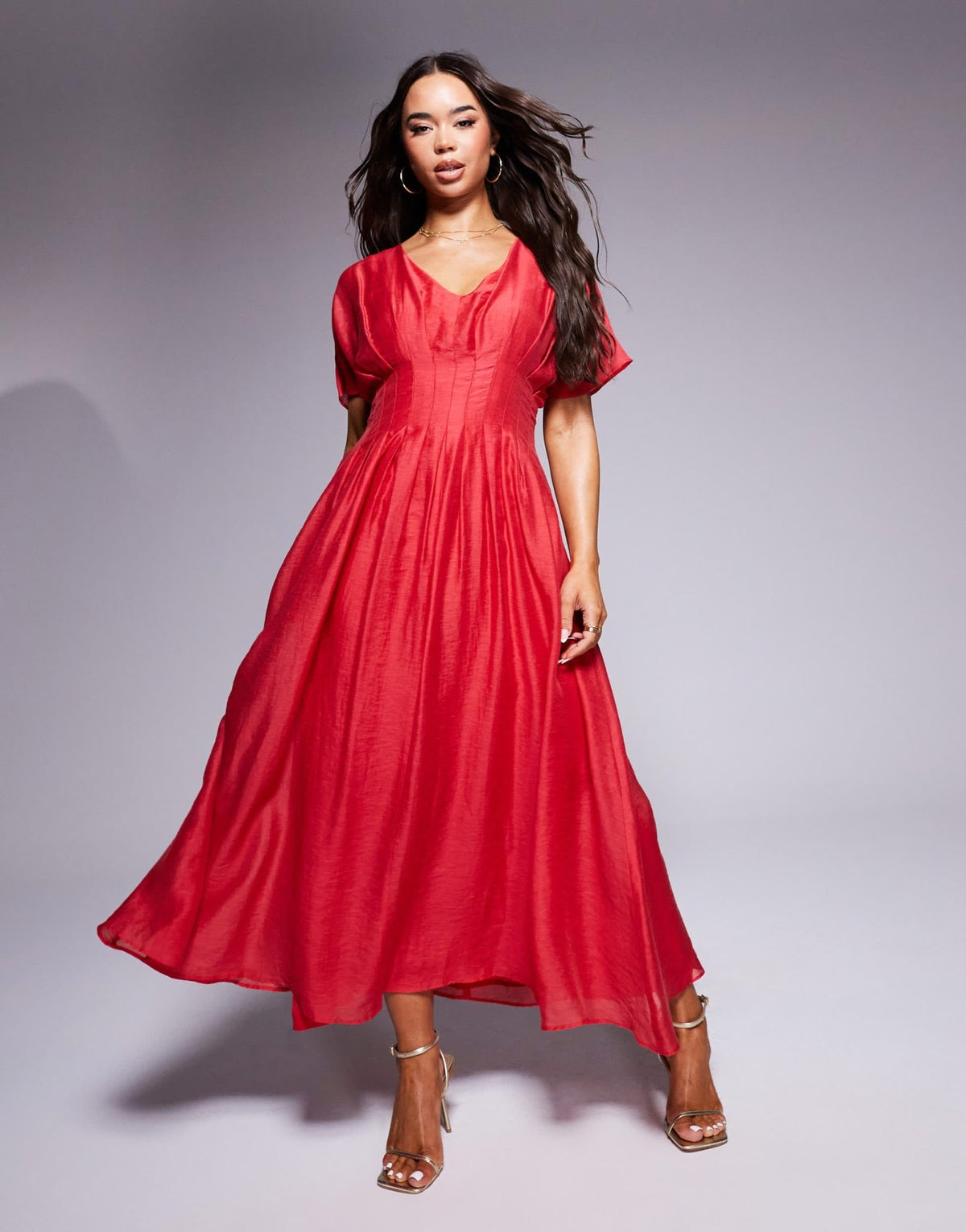 Ever New puff sleeve maxi dress in red - ASOS Sample Sale