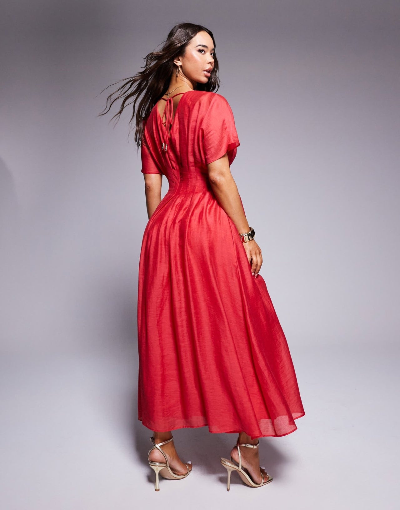 Ever New puff sleeve maxi dress in red - ASOS Sample Sale