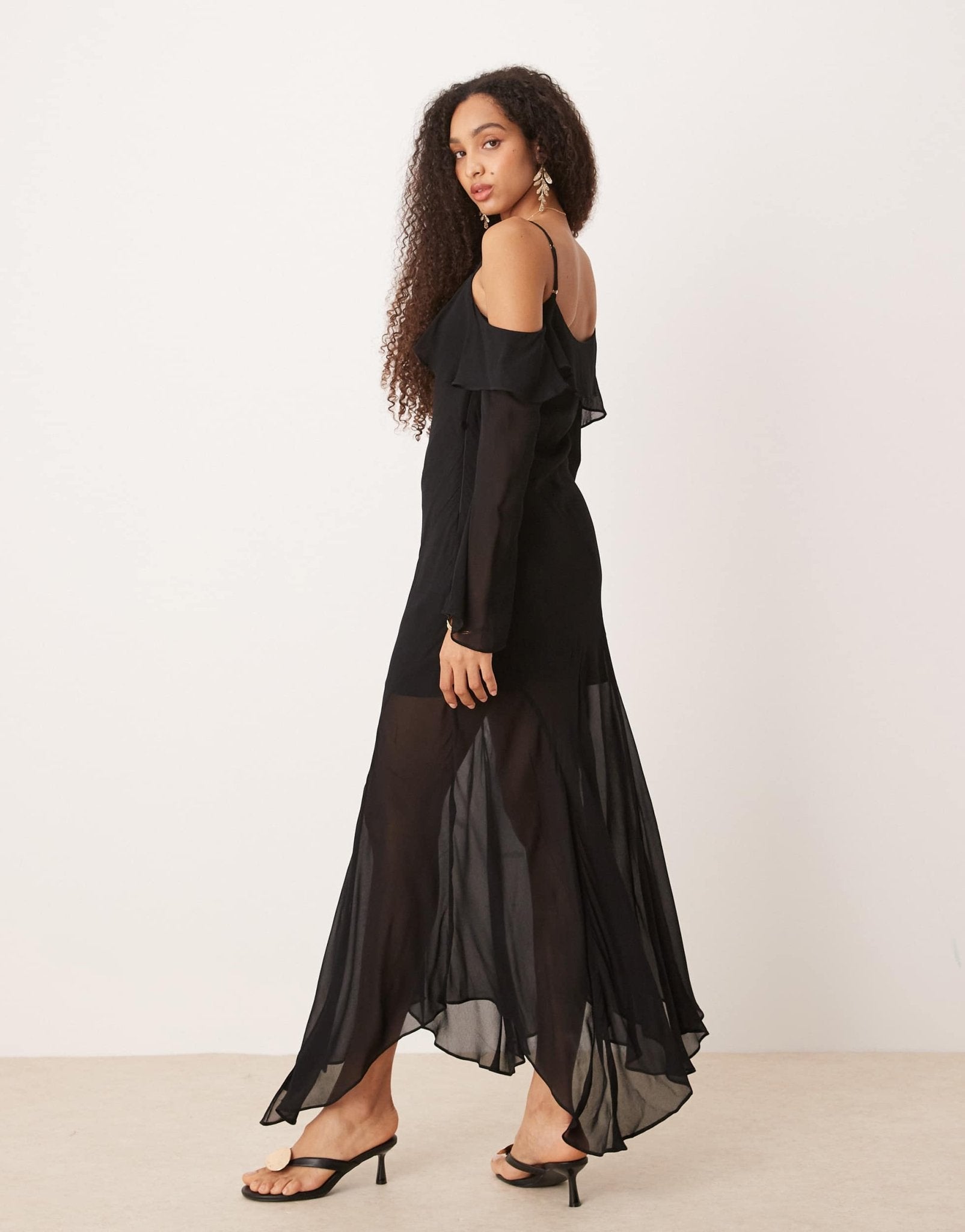 Ever New ruffle maxi dress in black - ASOS Sample Sale