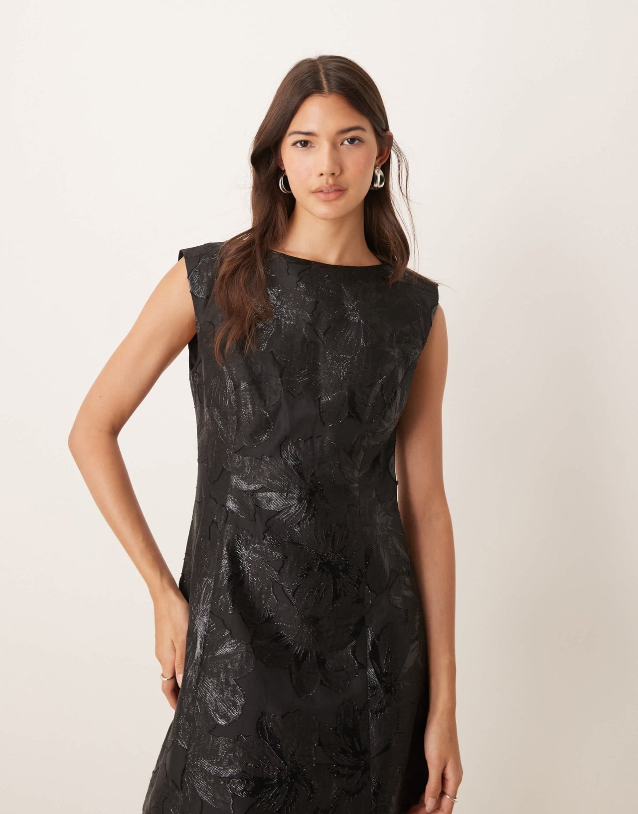Ever New structured embroidered mini dress in black - ASOS Sample Sale
