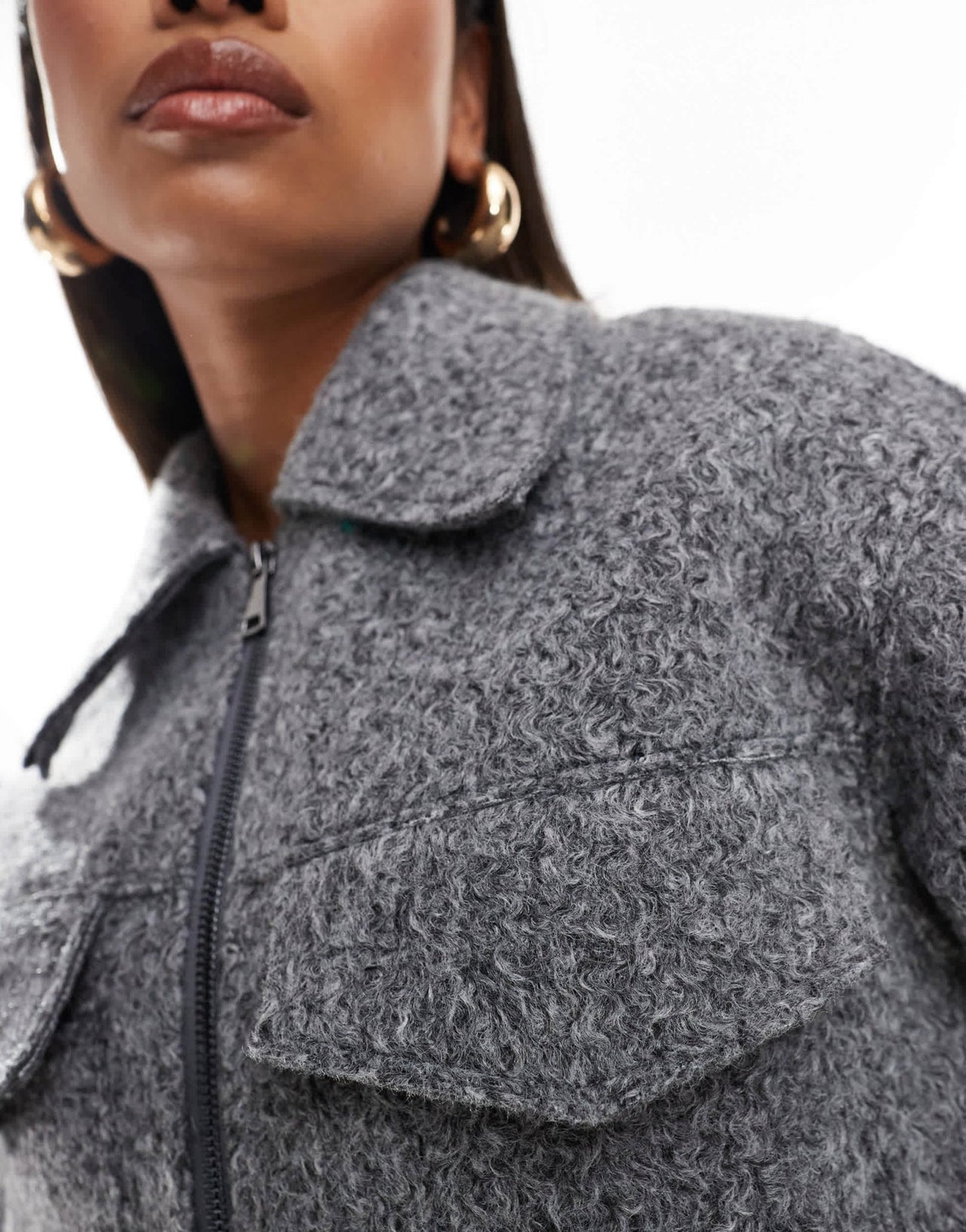Ever New zip up shacket in charcoal - ASOS Sample Sale