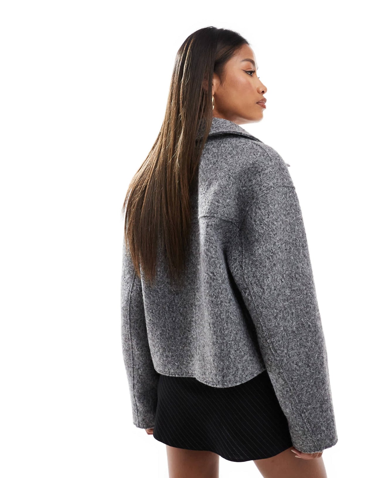 Ever New zip up shacket in charcoal - ASOS Sample Sale