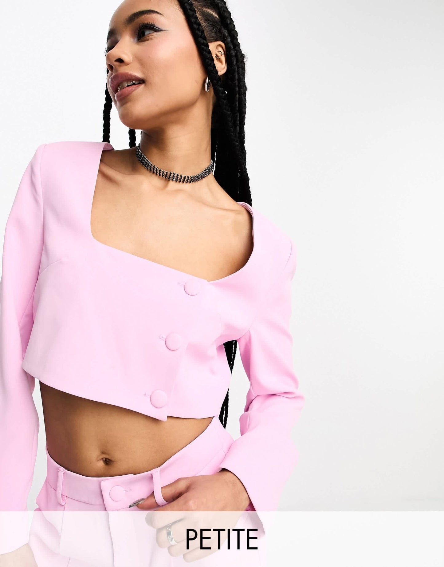 Extro & Vert Petite square neck crop top in baby pink co - ord - ASOS Sample Sale