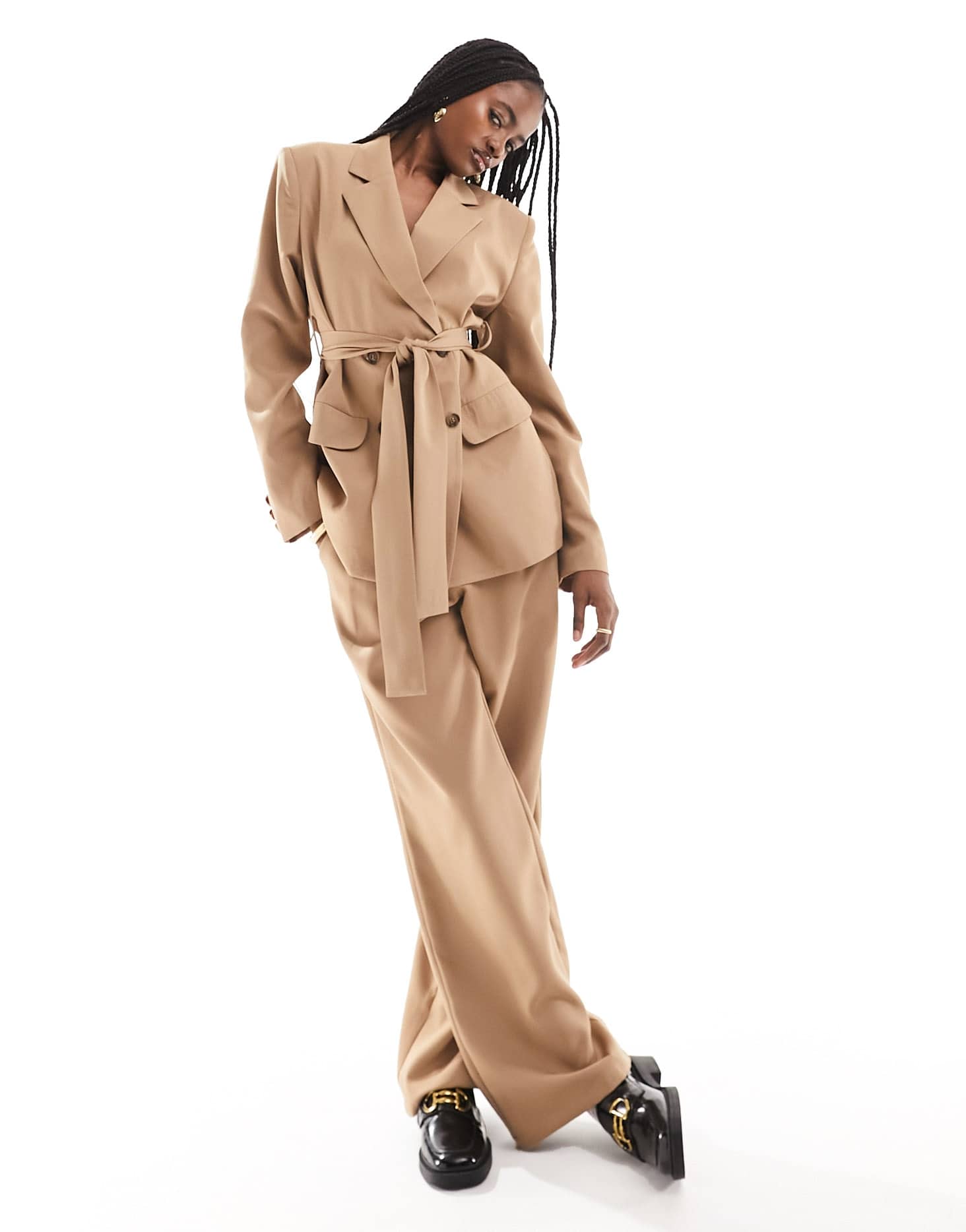 Extro & Vert tailored wideleg trousers in camel co-ord - ASOS Sample Sale