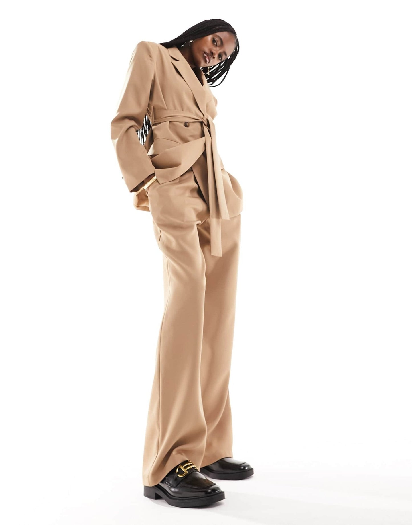 Extro & Vert tailored wideleg trousers in camel co - ord - ASOS Sample Sale