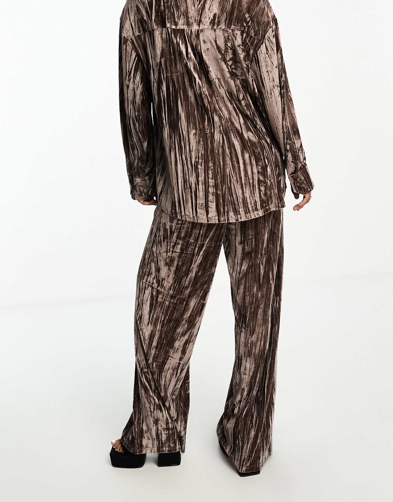 Extro & Vert velvet super wide leg trousers co - ord in mink - ASOS Sample Sale