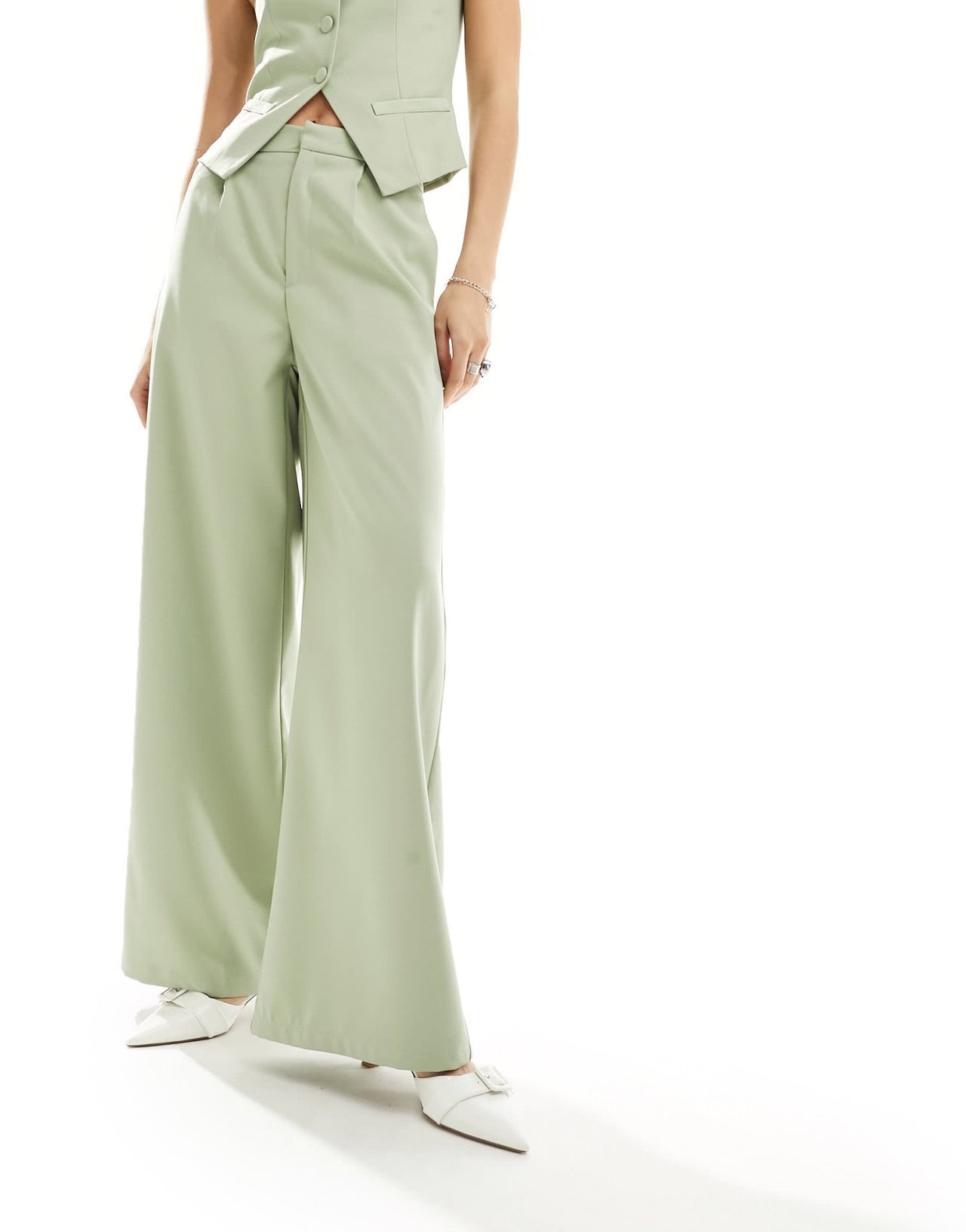 Extro & Vert wide leg tailored trouser in sage co-ord - ASOS Sample Sale
