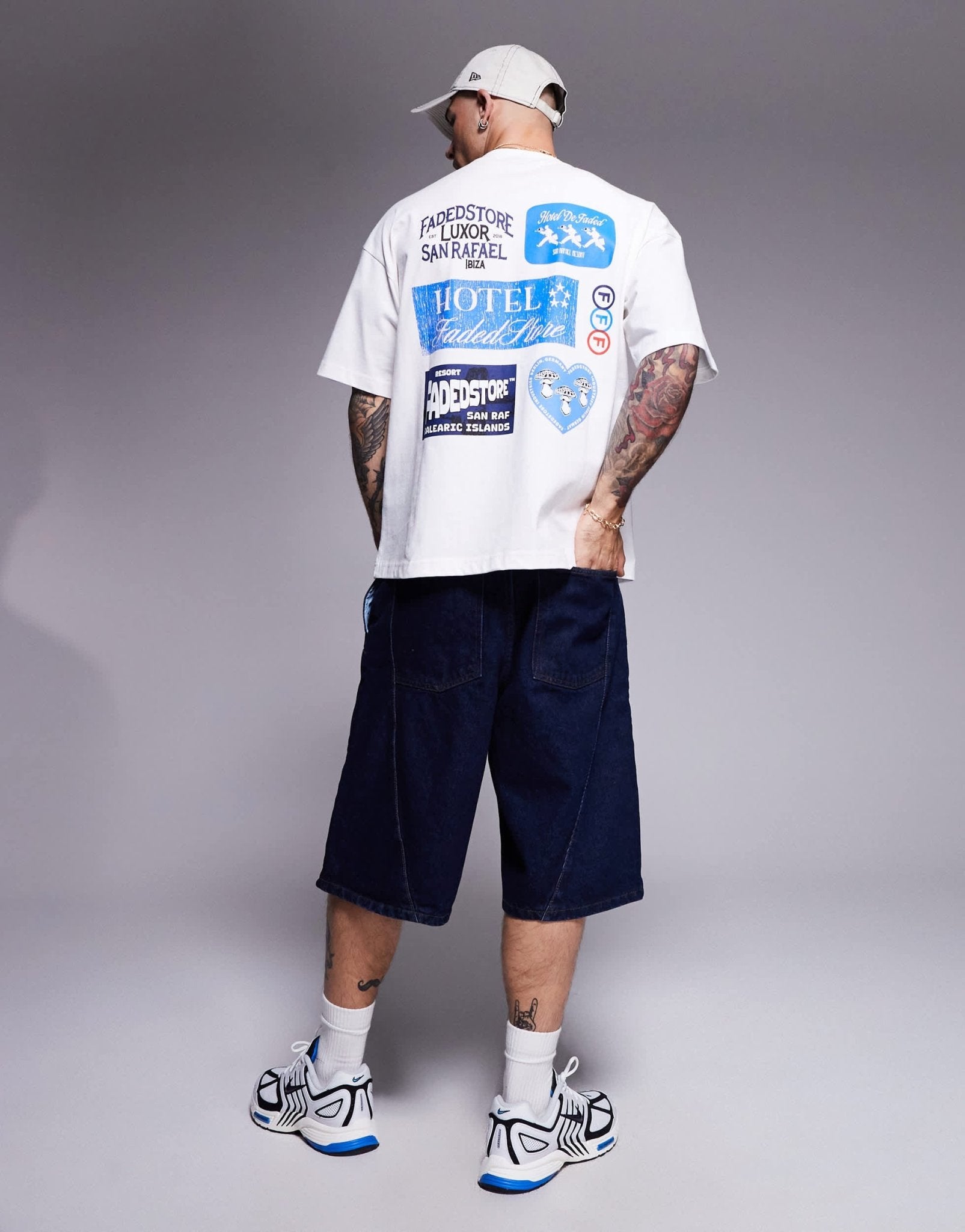 Faded Store lugage graphic back print t-shirt in cream - ASOS Sample Sale