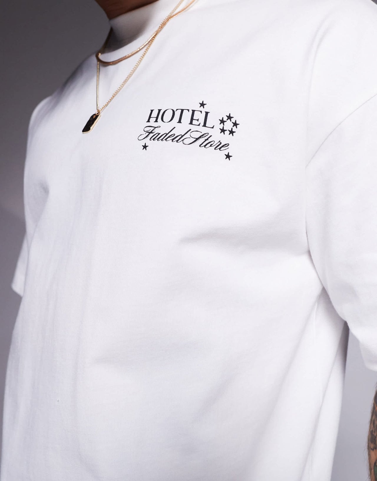 Faded Store lugage graphic back print t-shirt in cream - ASOS Sample Sale