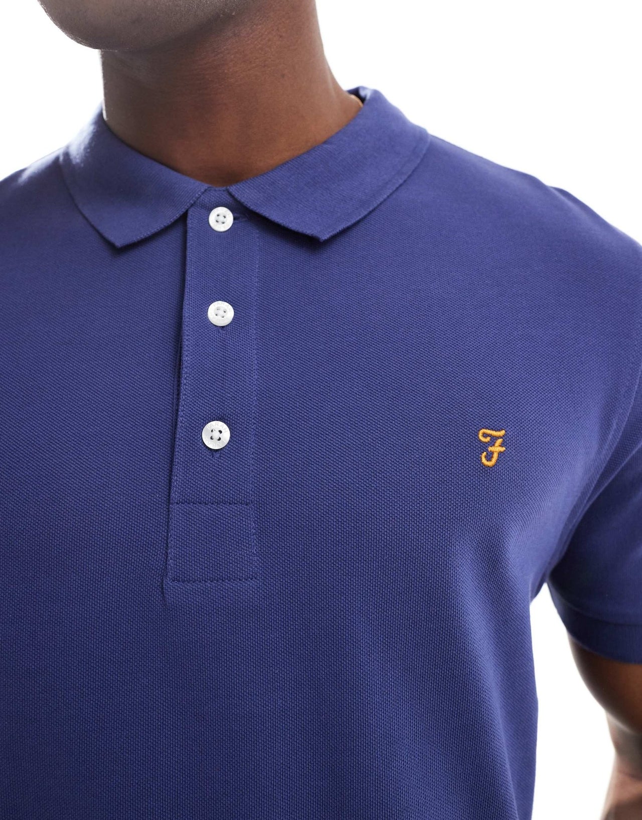 Farah blanes short sleeve polo shirt in mid blue - ASOS Sample Sale