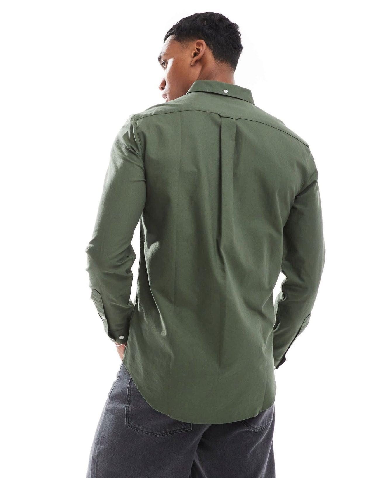 Farah Brewer slim fit long sleeve oxford shirt in forest green - ASOS Sample Sale