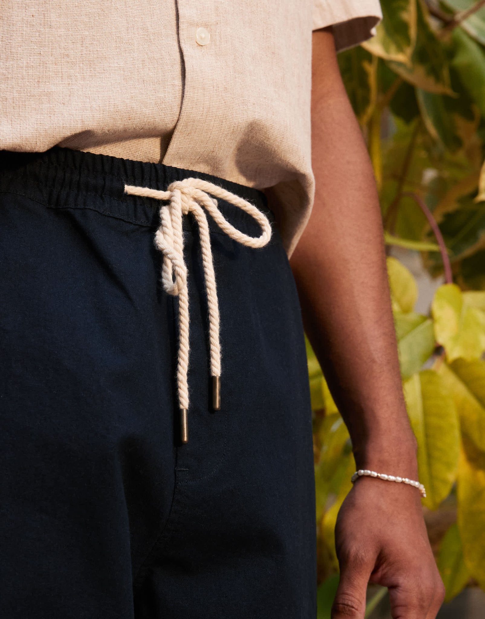 Farah Greenport wide leg drawcord waist trousers in navy - NAVY - ASOS Sample Sale