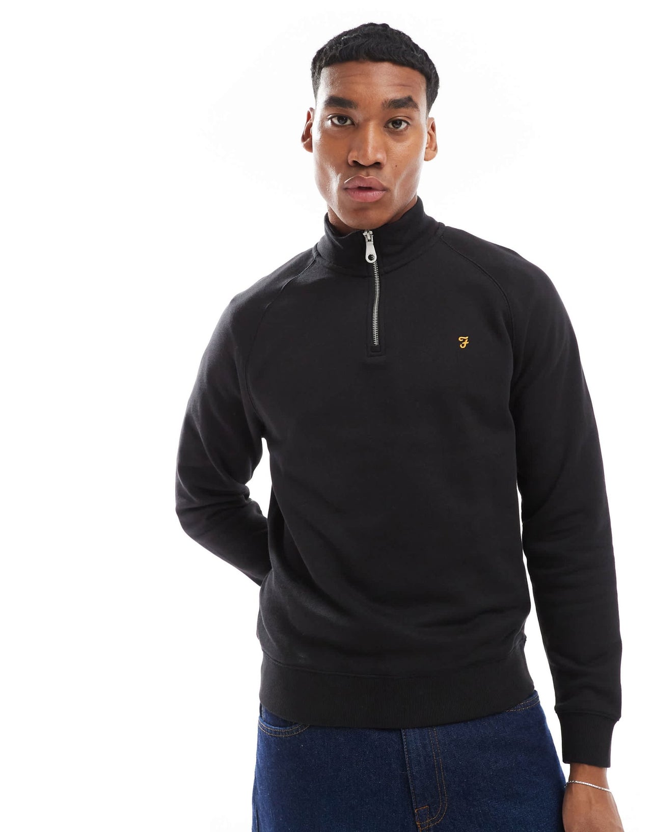 Farah jim half zip sweatshirt in black - ASOS Sample Sale