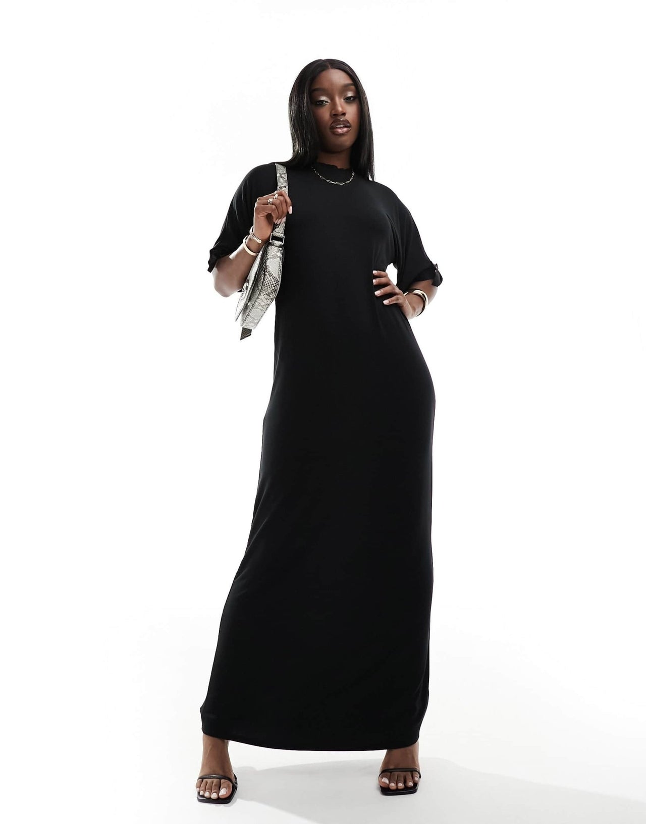 Fashionkilla bow detail maxi t-shirt dress in black - ASOS Sample Sale