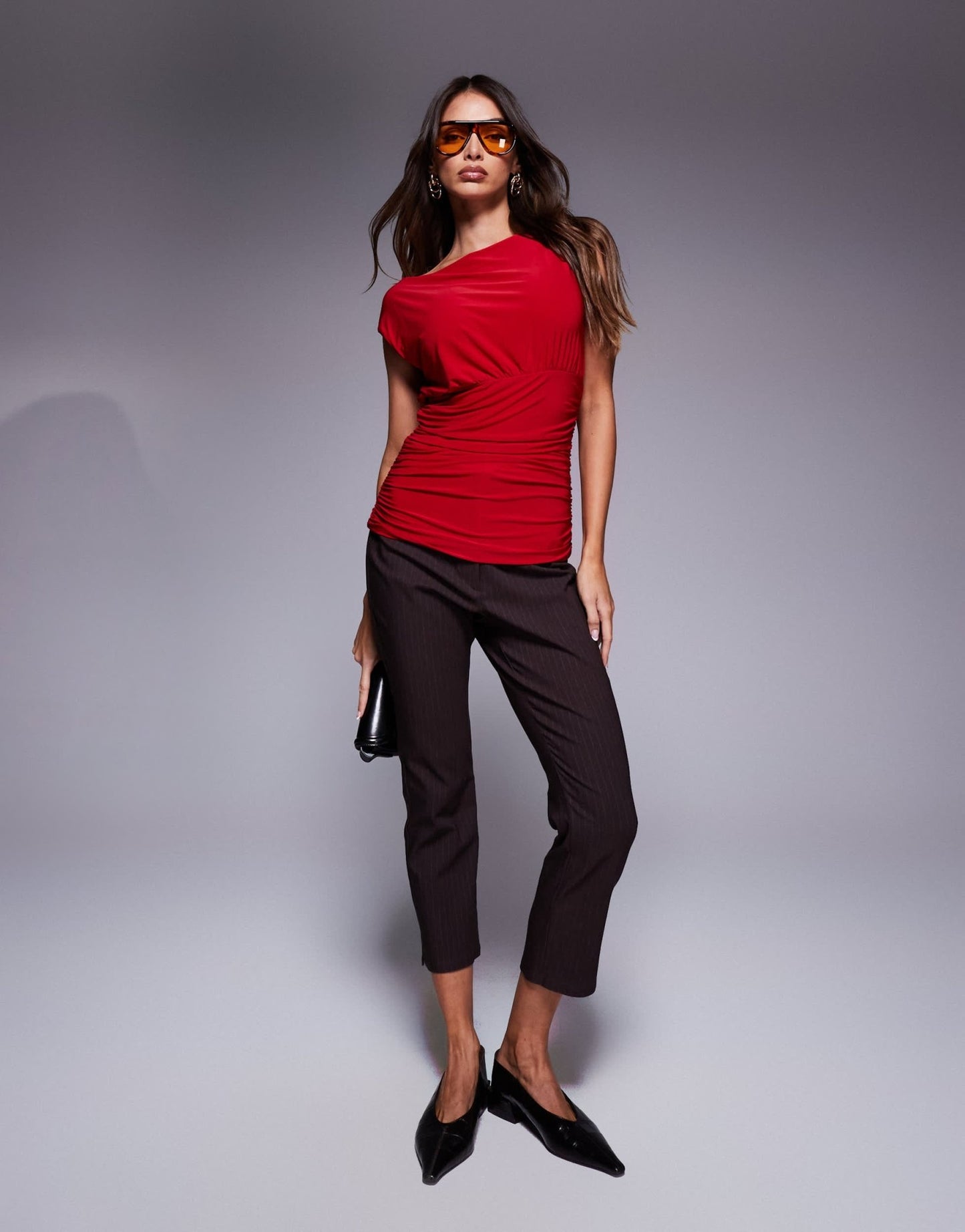 Fashionkilla double sculpted slinky sleeveless asymmetric ruched top in red - ASOS Sample Sale
