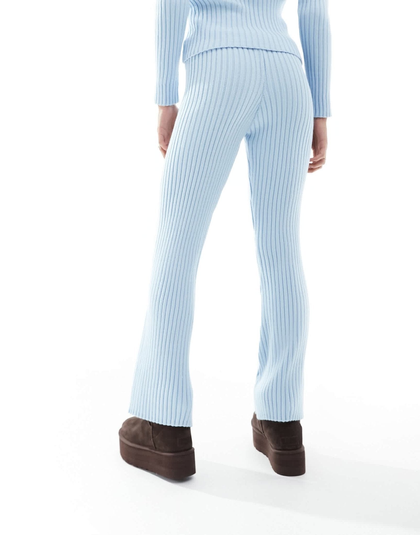 Fashionkilla knitted straight leg trousers co-ord in light blue - ASOS Sample Sale