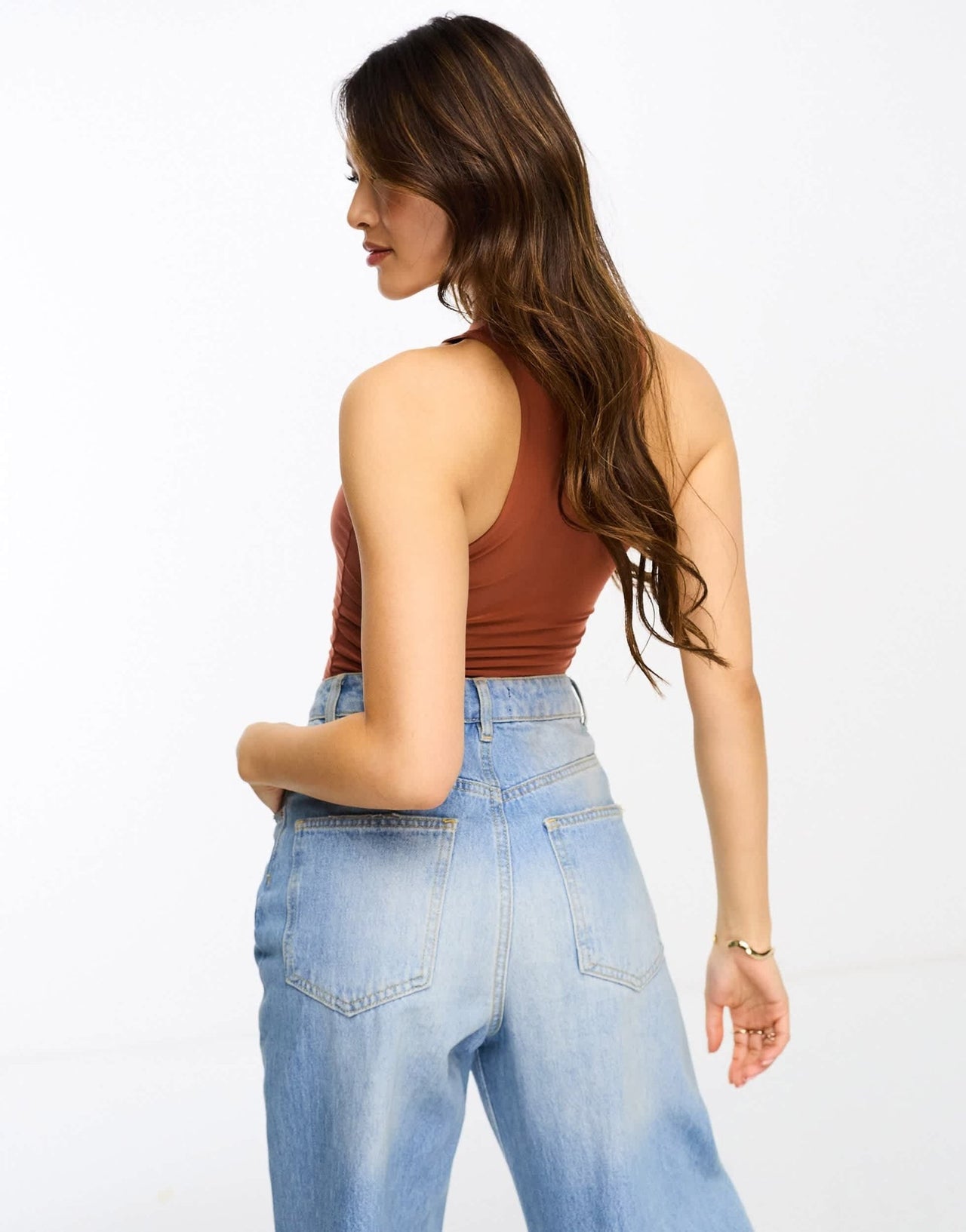 Fashionkilla sculpted racer bodysuit in rust - ASOS Sample Sale