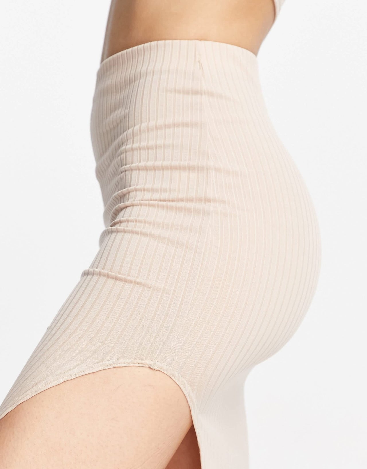 Femme Luxe front spilt midi skirt co ord in stone - ASOS Sample Sale