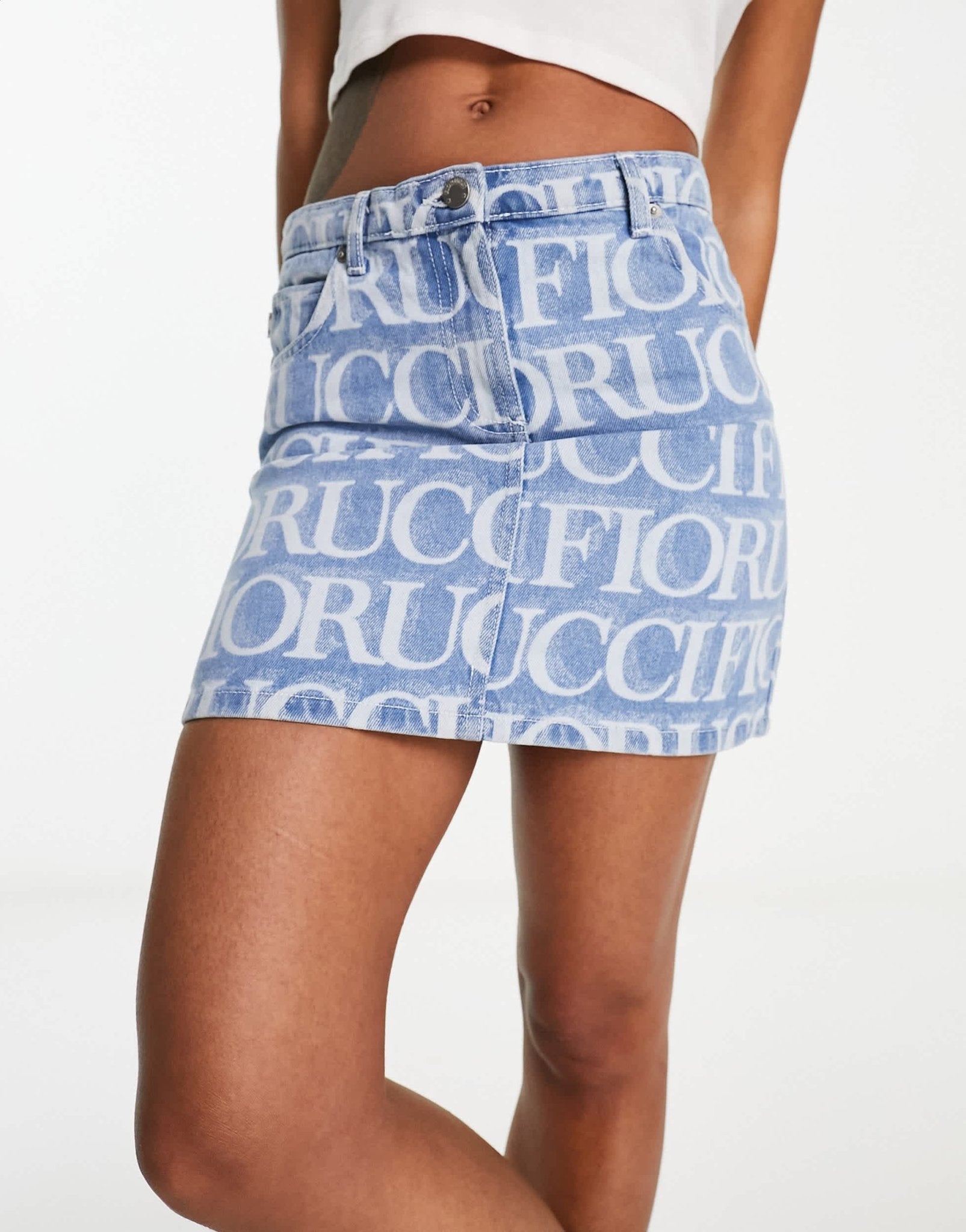 Fiorucci monogram denim mini skirt in light vintage - ASOS Sample Sale